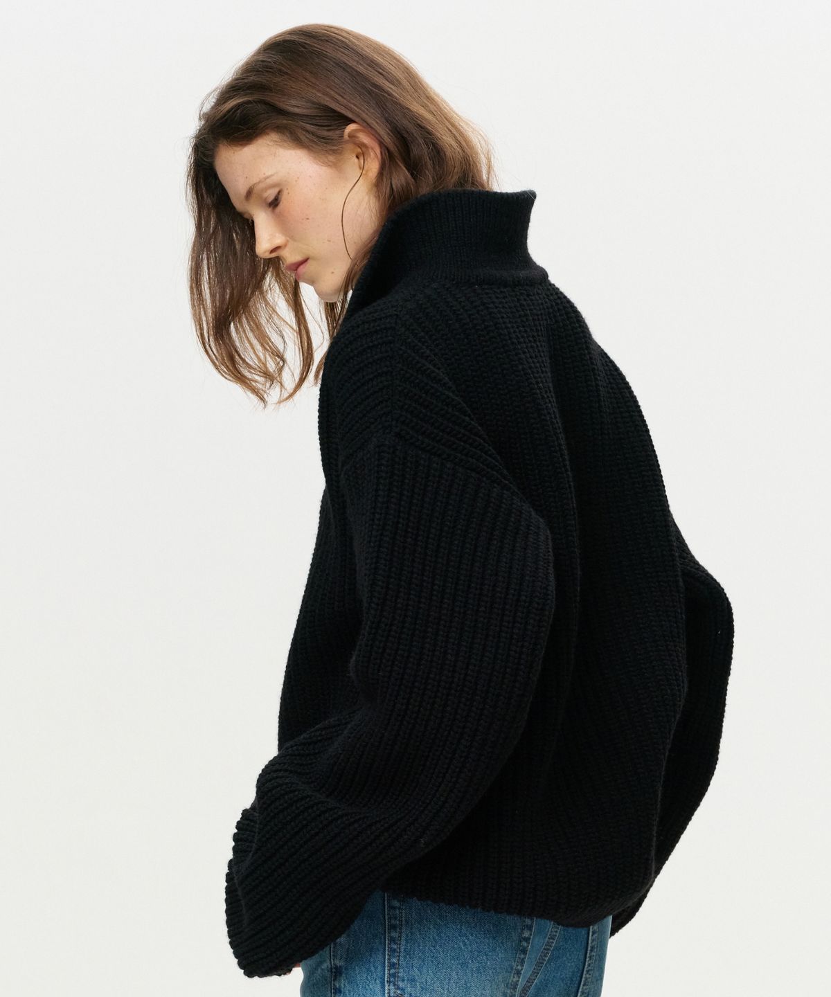 이알에이(ERA) UNISEX ERA HEAVY GAUGE COLLAR KNIT - BLACK
