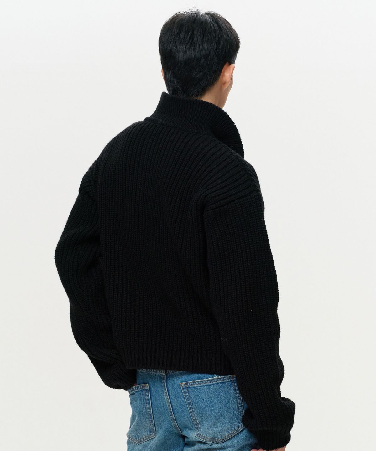 이알에이(ERA) UNISEX ERA HEAVY GAUGE COLLAR KNIT - BLACK