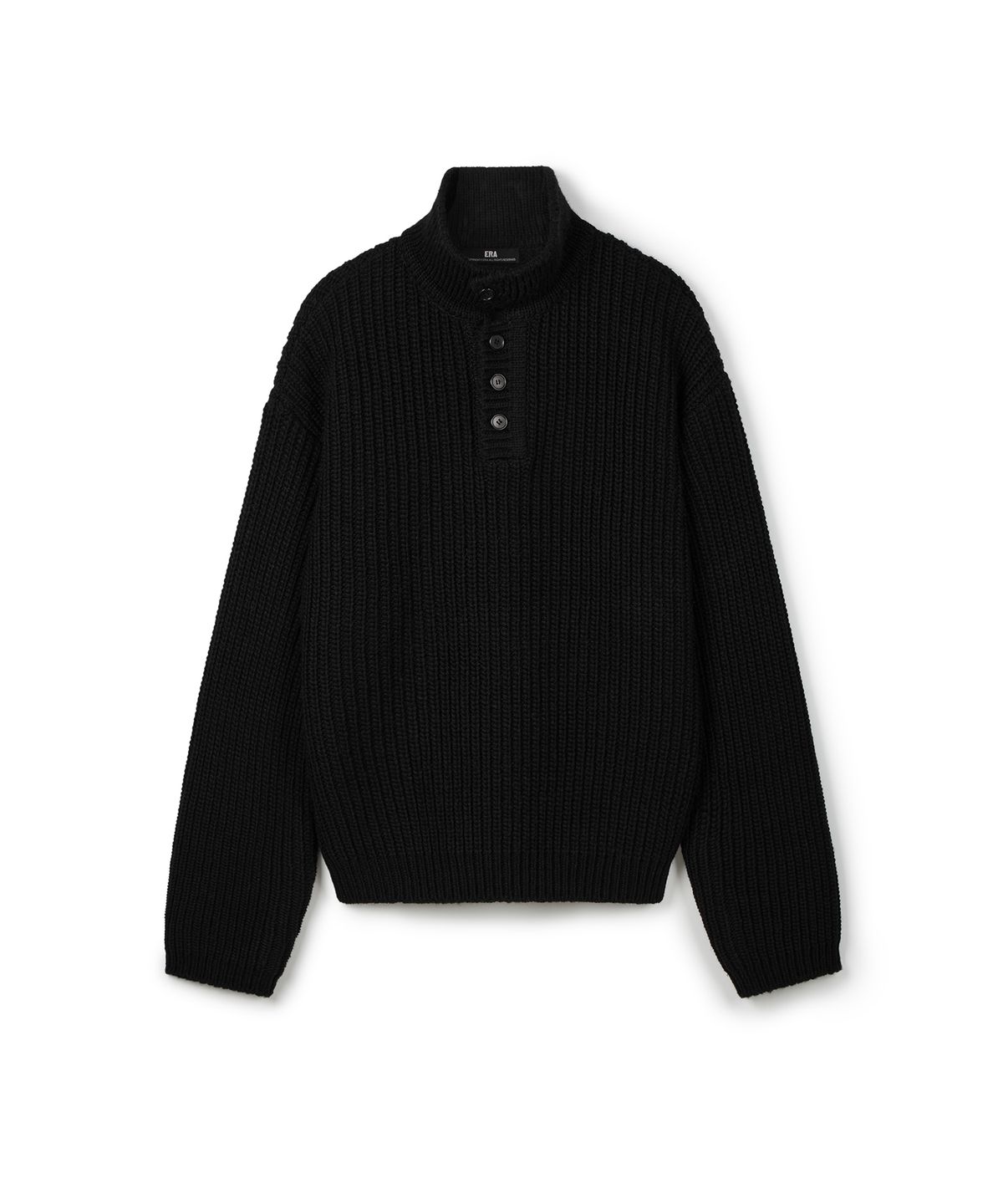 이알에이(ERA) UNISEX ERA HEAVY GAUGE COLLAR KNIT - BLACK
