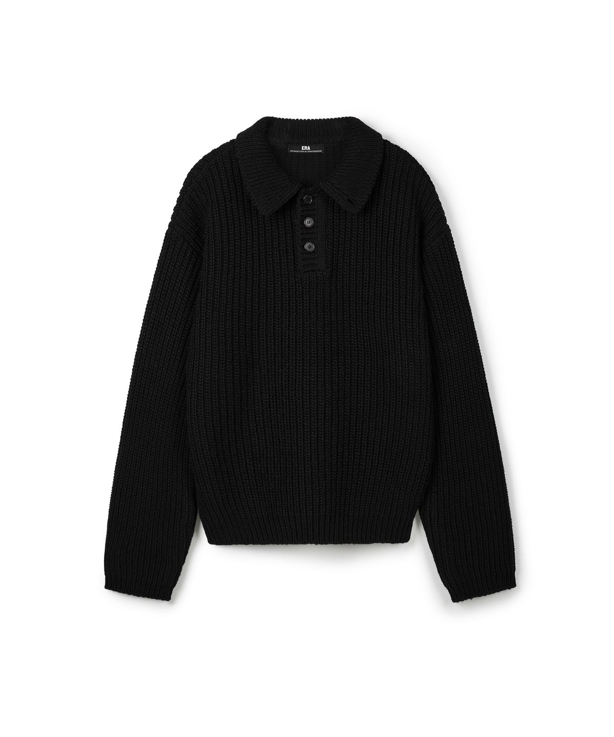 이알에이(ERA) UNISEX ERA HEAVY GAUGE COLLAR KNIT - BLACK