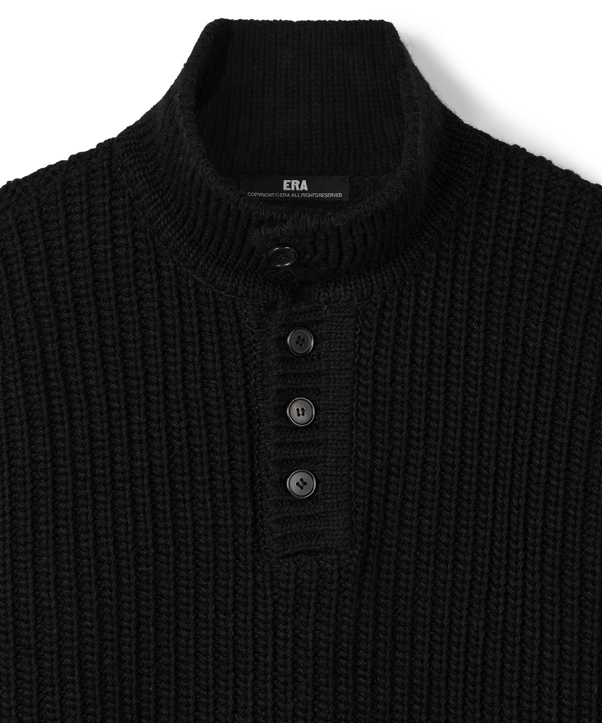이알에이(ERA) UNISEX ERA HEAVY GAUGE COLLAR KNIT - BLACK