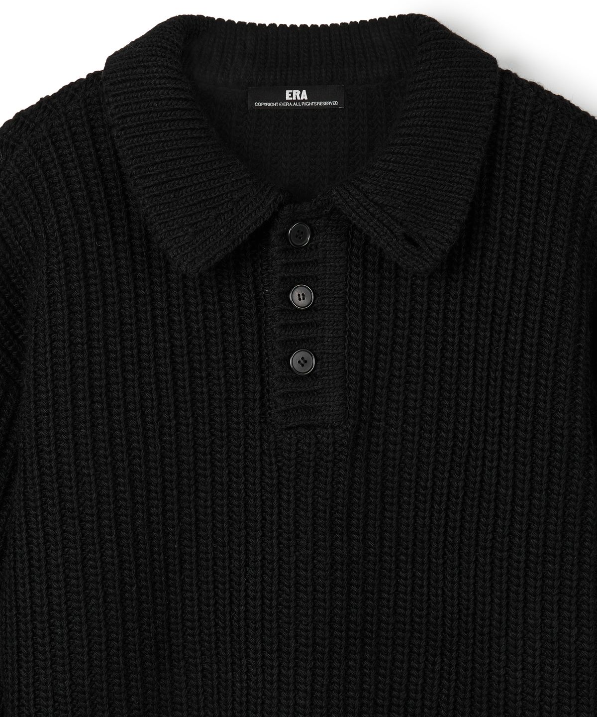 이알에이(ERA) UNISEX ERA HEAVY GAUGE COLLAR KNIT - BLACK
