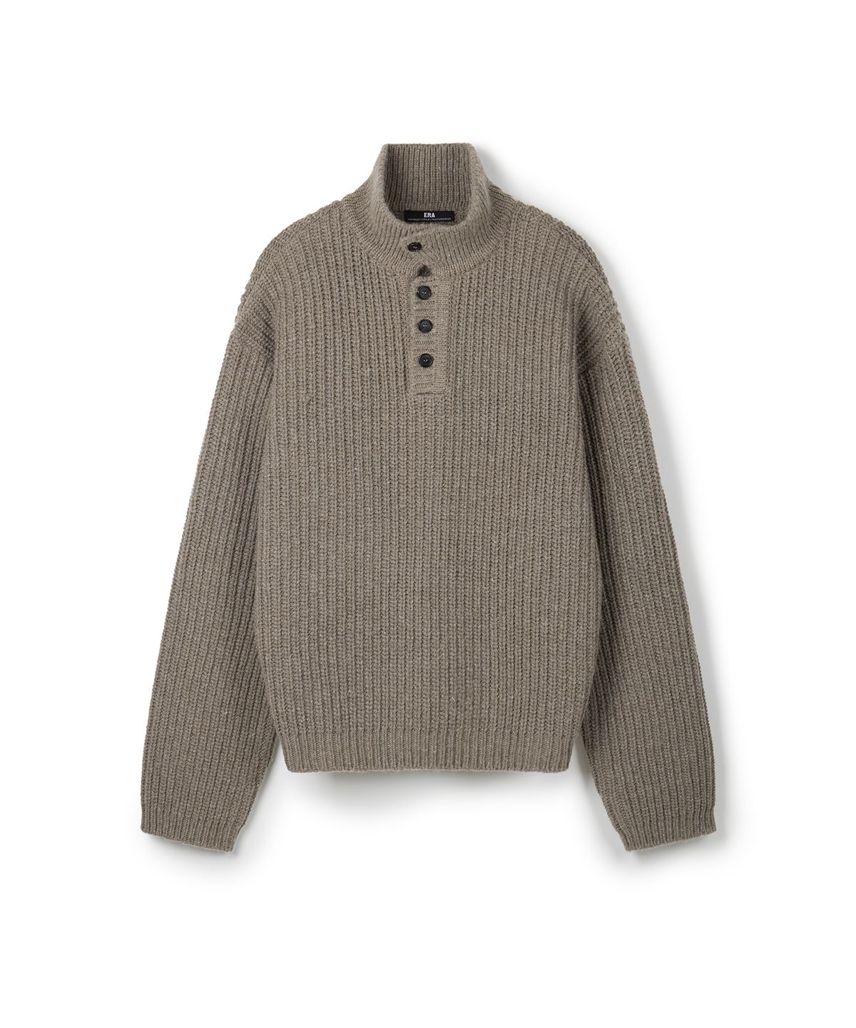 이알에이(ERA) UNISEX ERA HEAVY GAUGE COLLAR KNIT - MUSHROOM