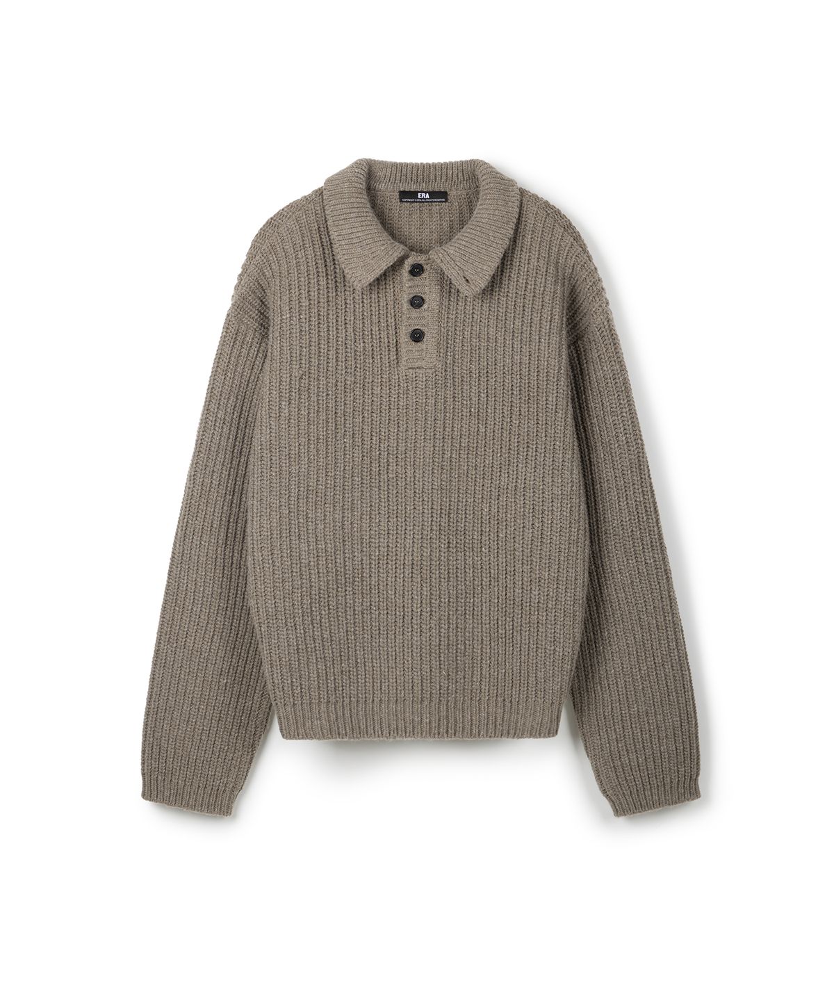 이알에이(ERA) UNISEX ERA HEAVY GAUGE COLLAR KNIT - MUSHROOM