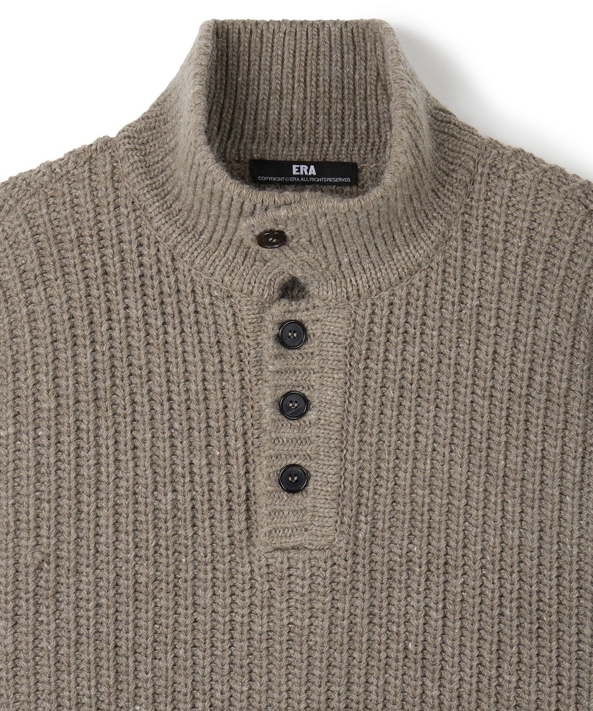 이알에이(ERA) UNISEX ERA HEAVY GAUGE COLLAR KNIT - MUSHROOM