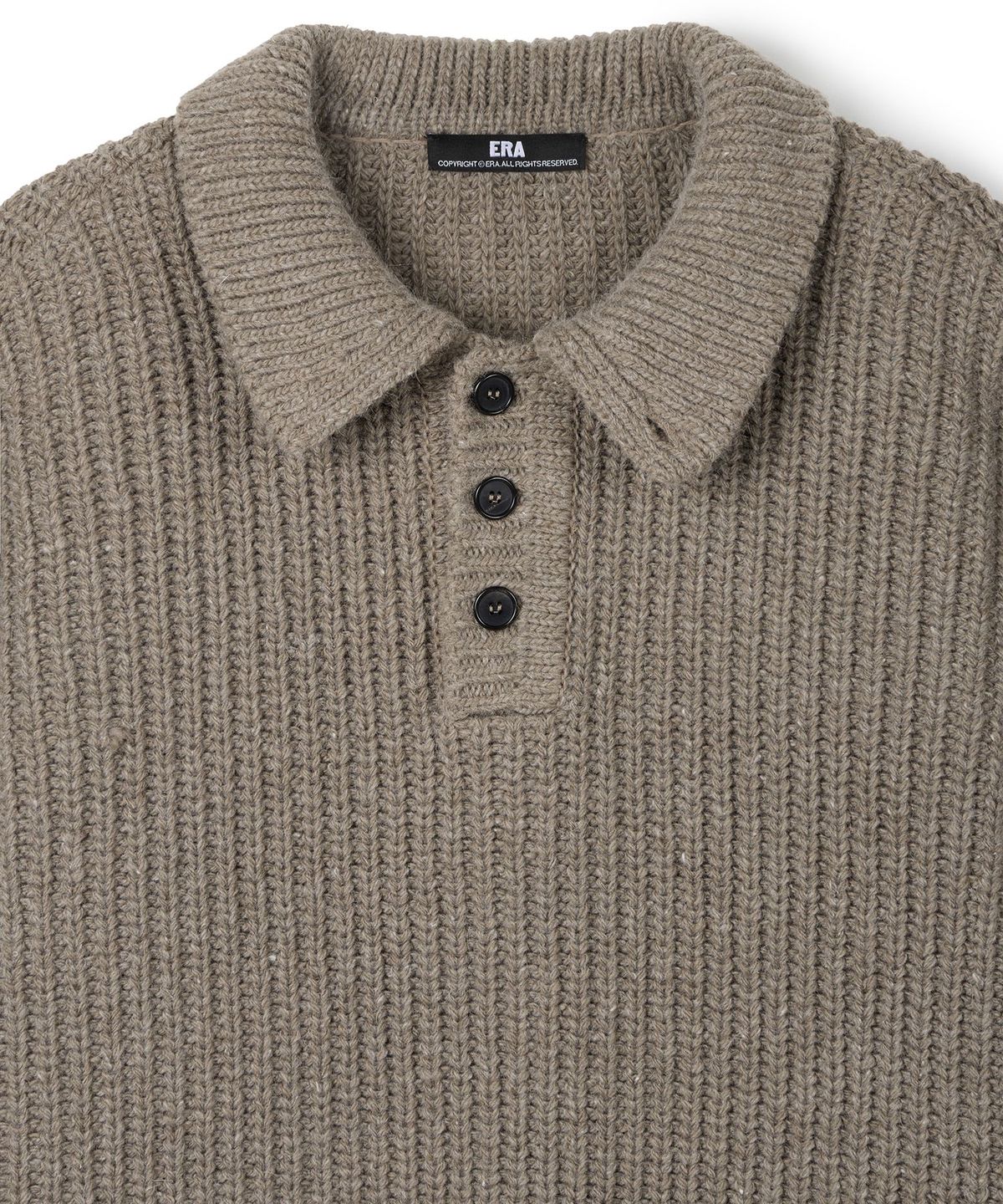 이알에이(ERA) UNISEX ERA HEAVY GAUGE COLLAR KNIT - MUSHROOM