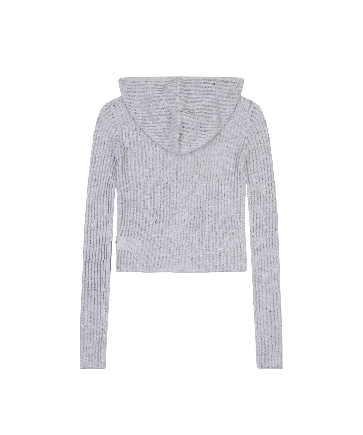 오디너리 홀리데이(ORDINARY HOLIDAY) SHEER RIBBED HOODED CARDIGAN [MELANGE GRAY]