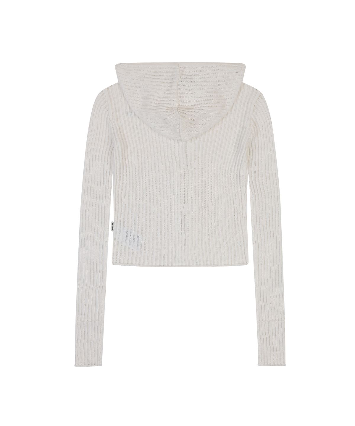 오디너리 홀리데이(ORDINARY HOLIDAY) SHEER RIBBED HOODED CARDIGAN [IVORY]