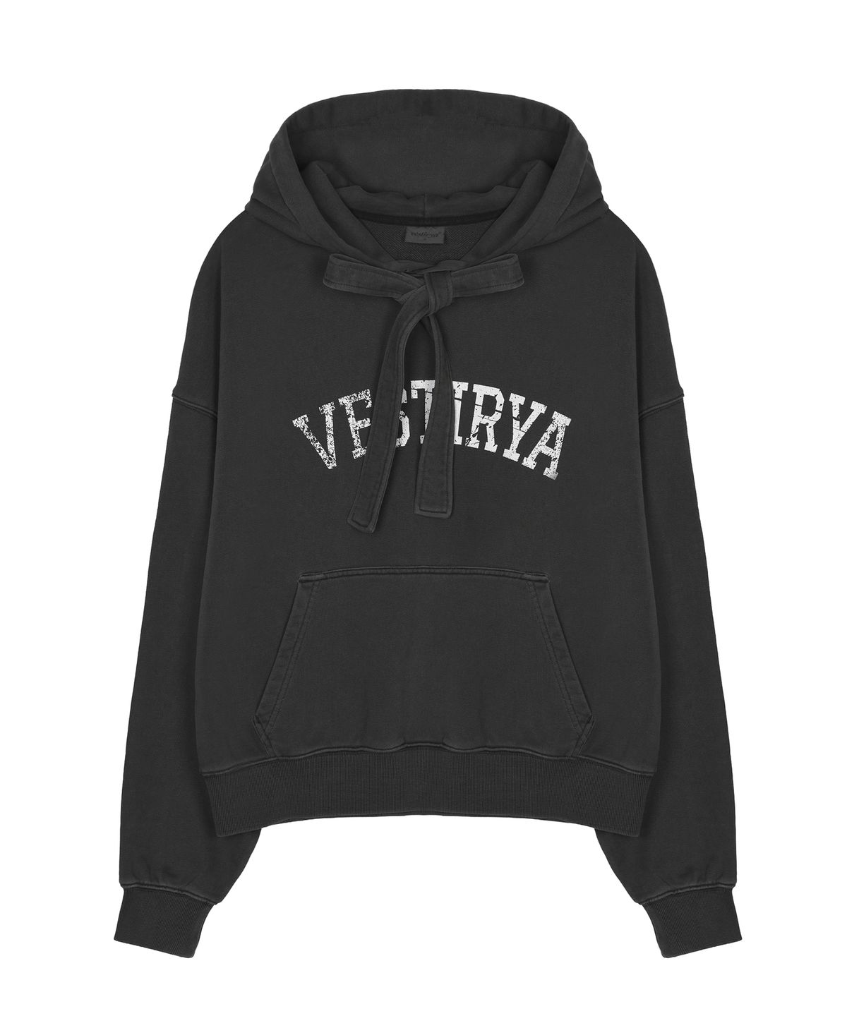 베스티리아(VESTIRYA) Ribbon Lettering Hoodie Charcoal