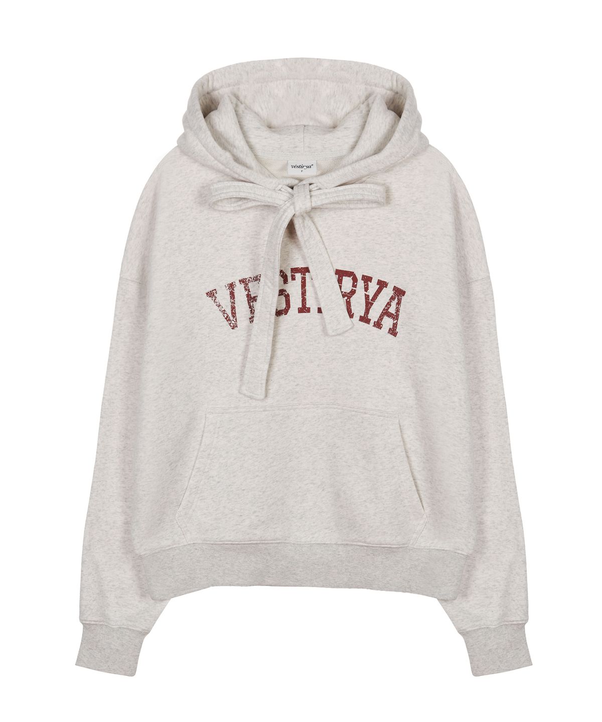 베스티리아(VESTIRYA) Ribbon Lettering Hoodie Oatmeal