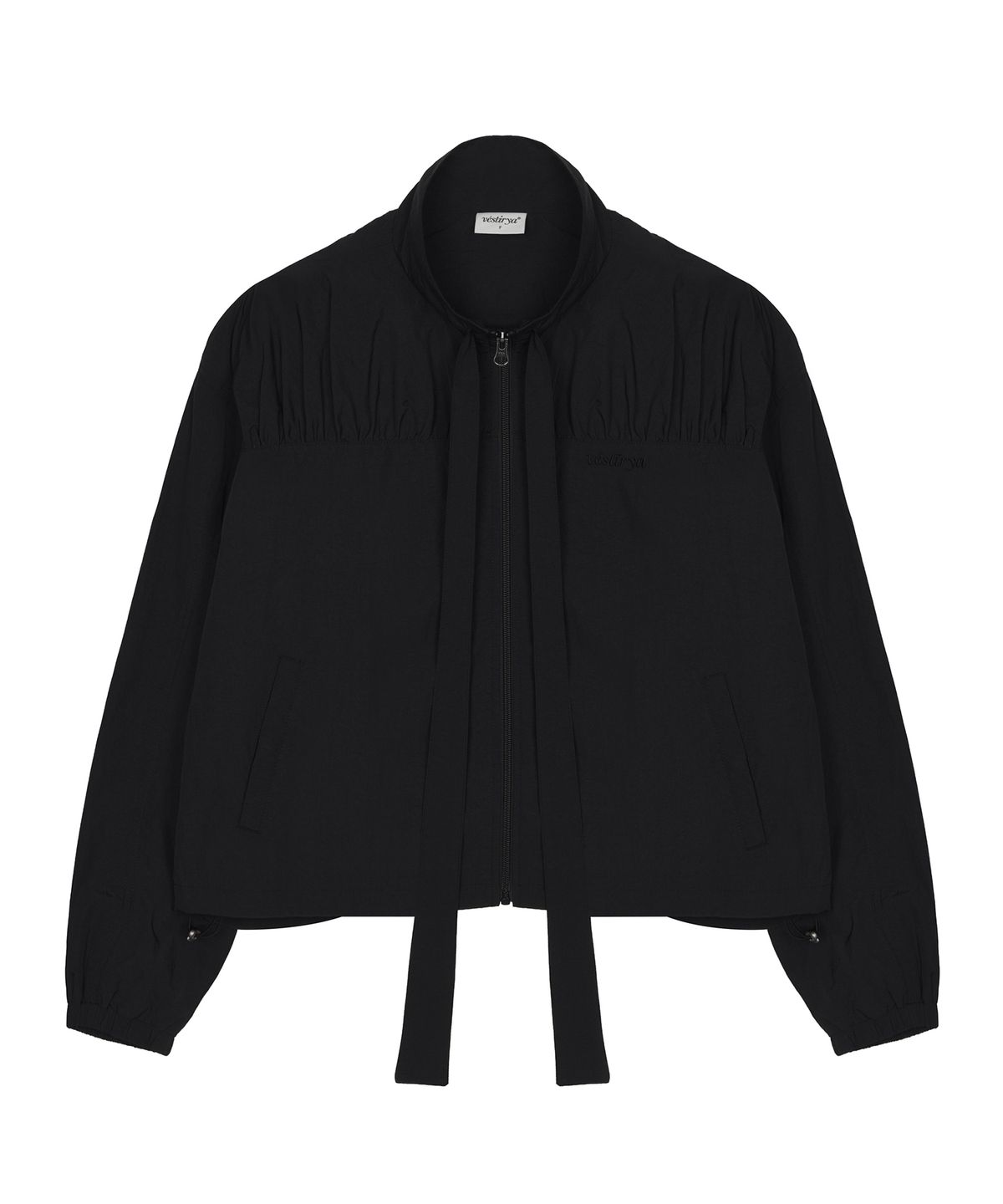 베스티리아(VESTIRYA) Ribbon Windbreaker Jacket Black
