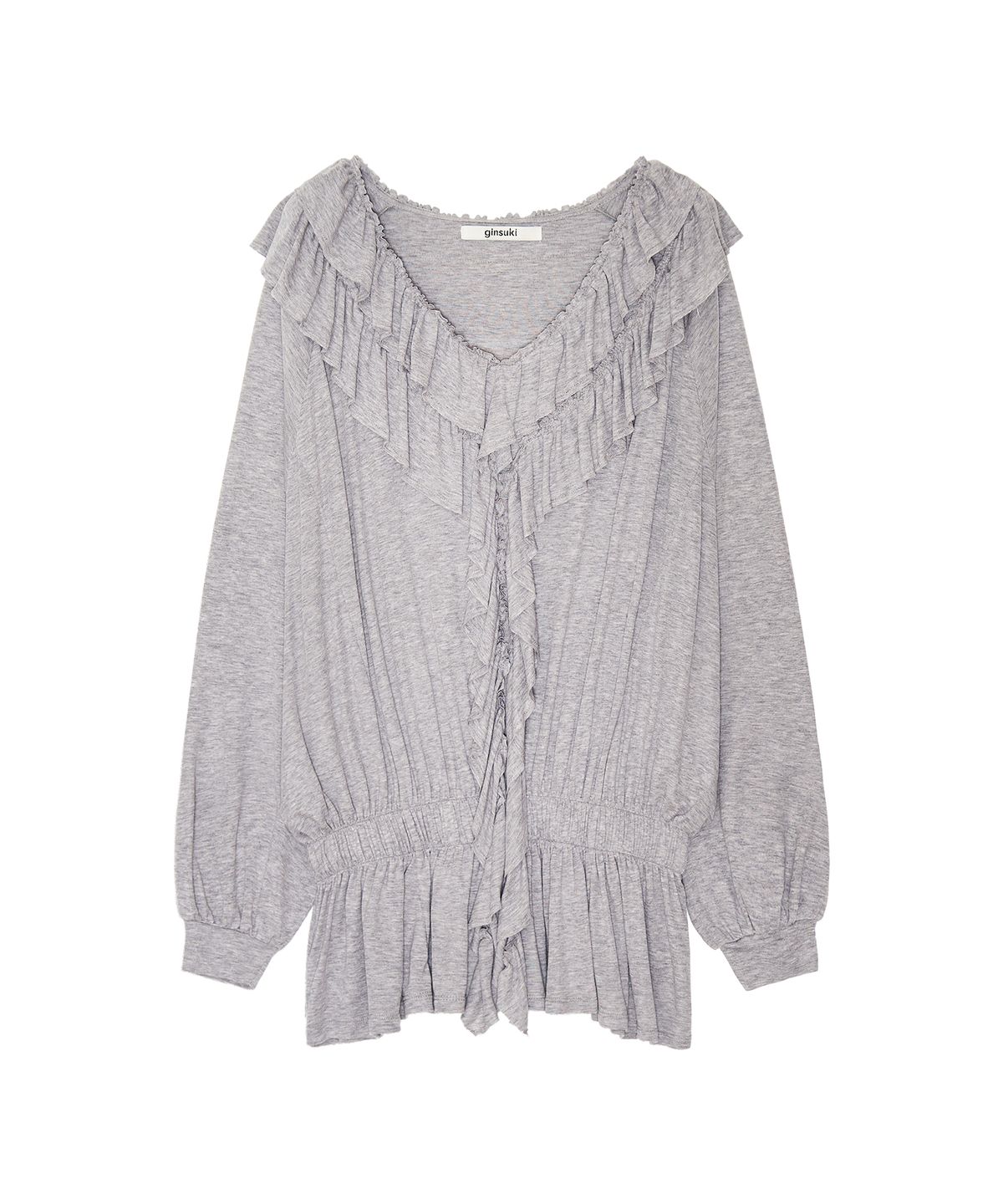 긴스키(GINSUKI) [긴스키 X 물바다]BOHEMIAN RUFFLE LAYERED T-SHIRTS (GREY)