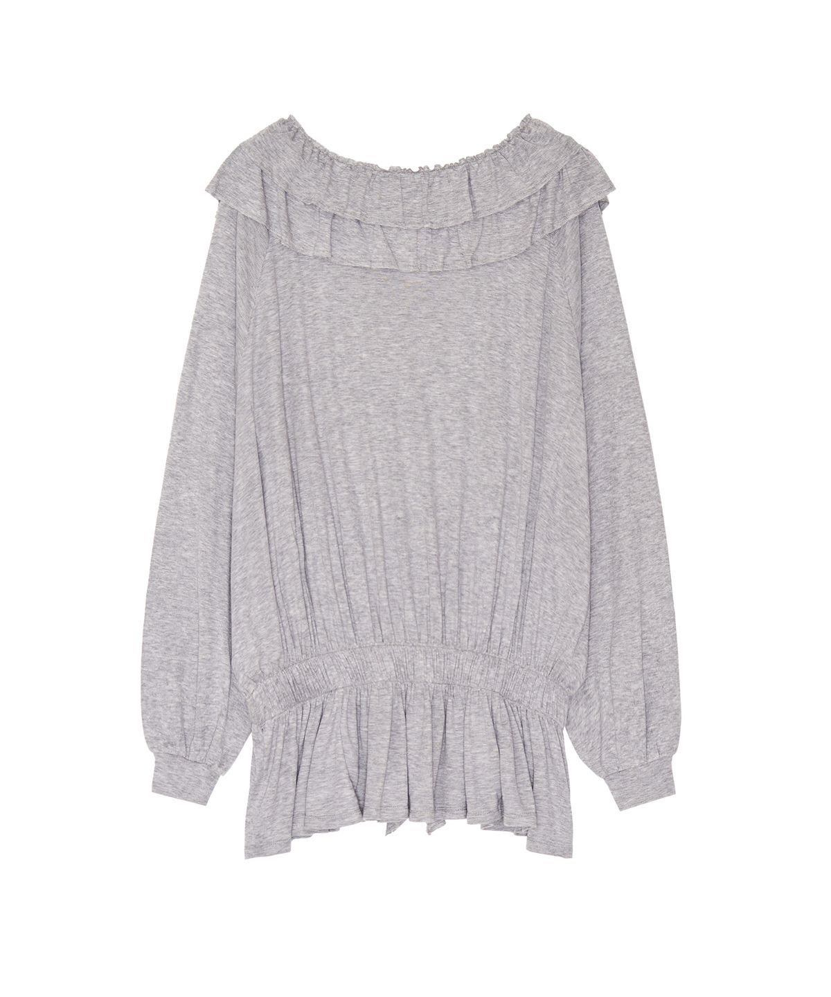 긴스키(GINSUKI) [긴스키 X 물바다]BOHEMIAN RUFFLE LAYERED T-SHIRTS (GREY)