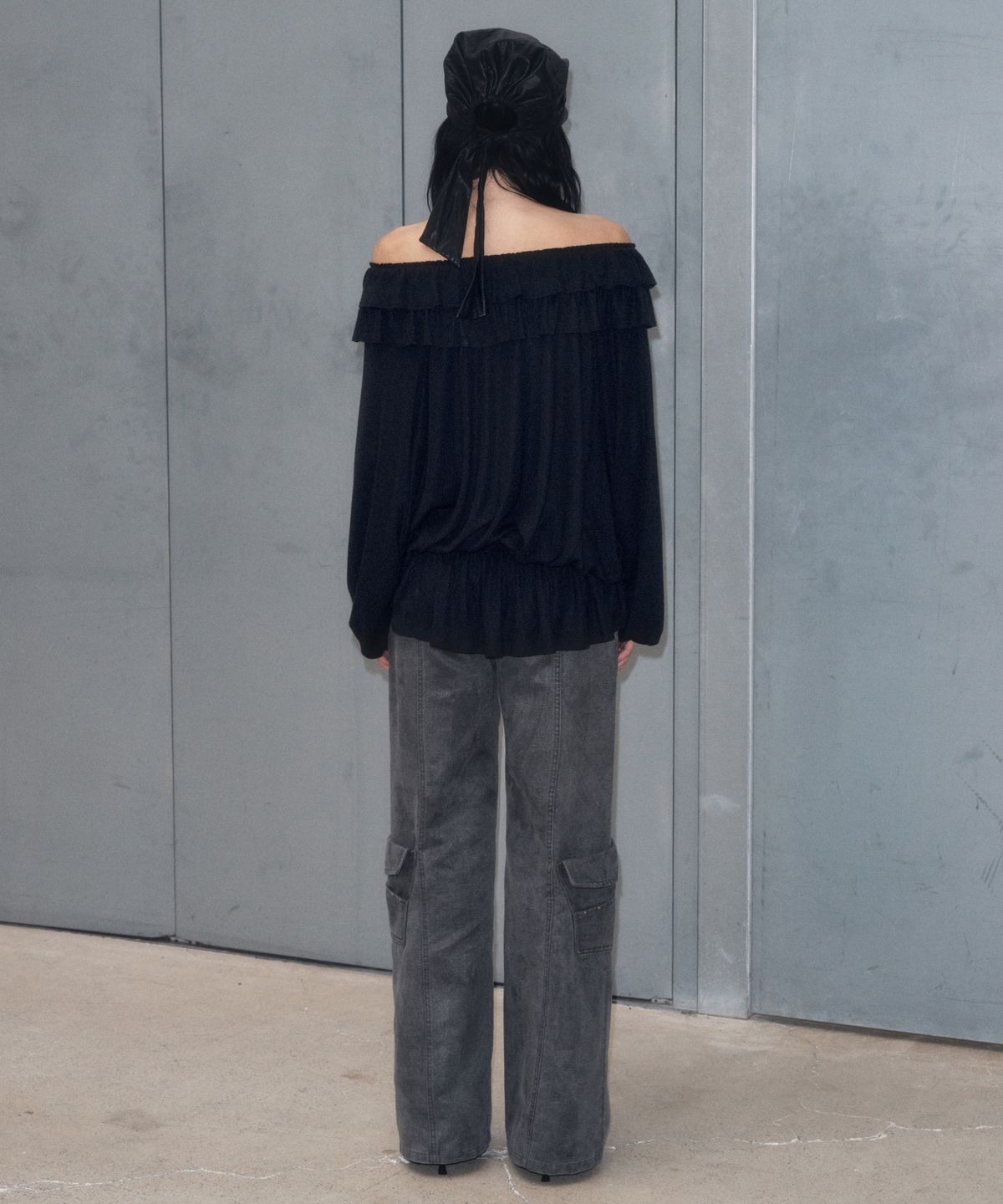 긴스키(GINSUKI) BOHEMIAN RUFFLE LAYERED T-SHIRTS (BLACK)