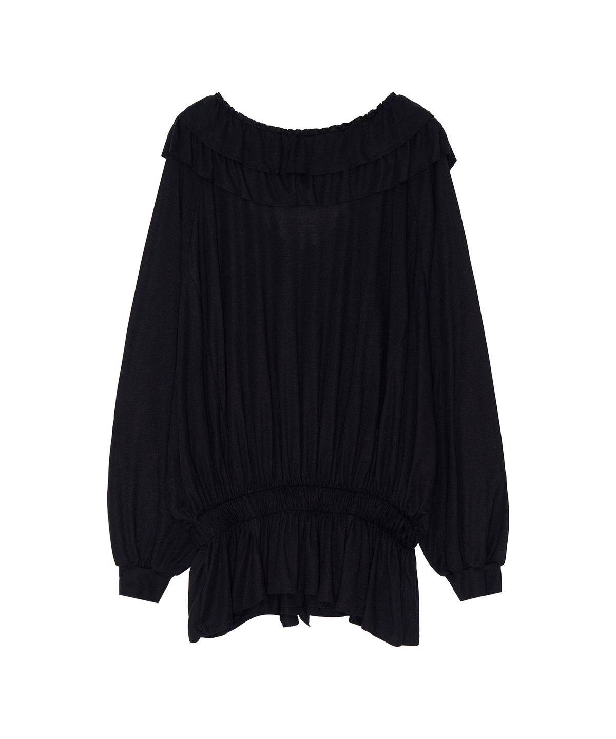 긴스키(GINSUKI) BOHEMIAN RUFFLE LAYERED T-SHIRTS (BLACK)