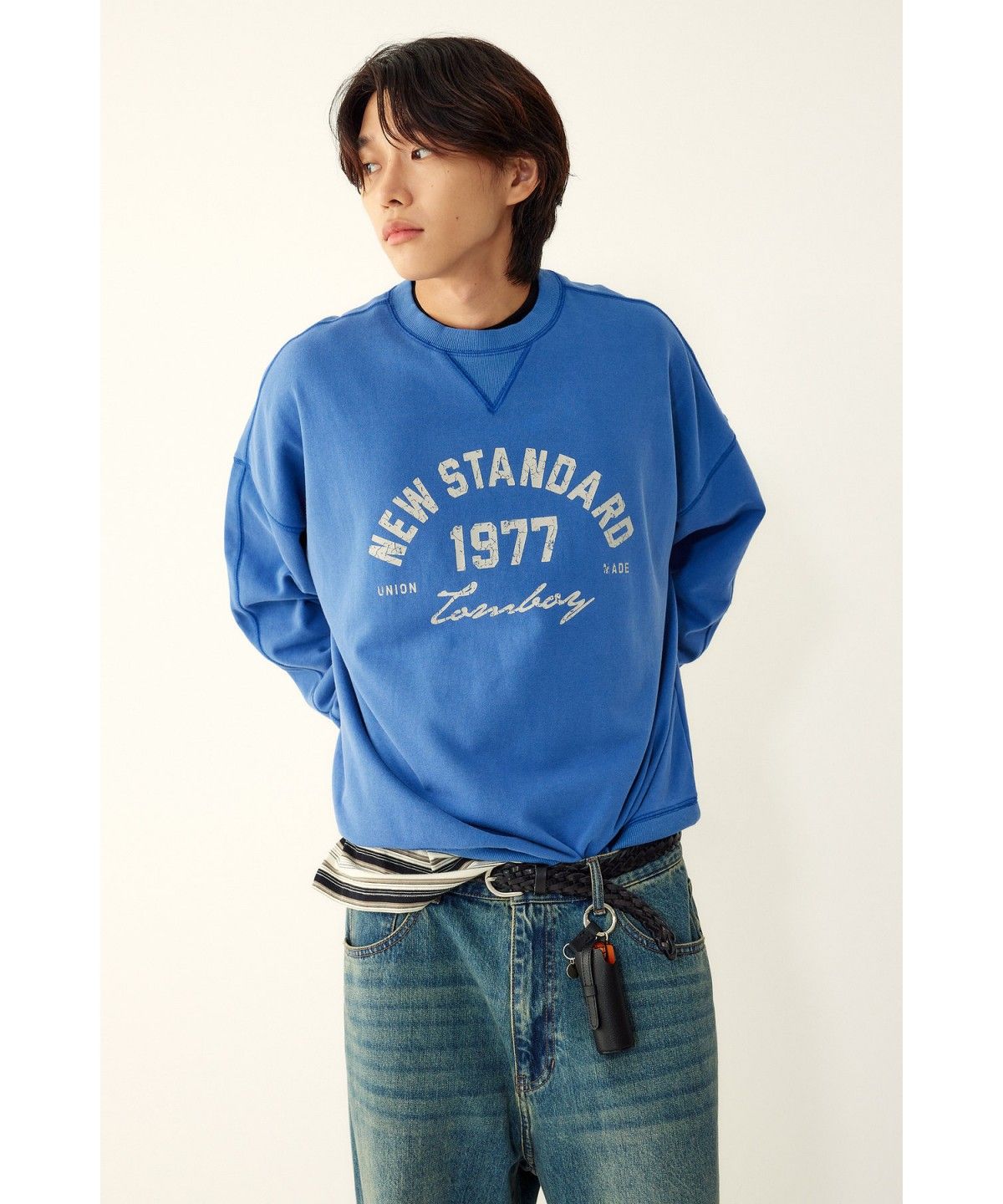 스튜디오 톰보이(STUDIO TOMBOY) [MEN] NEW STANDARD 프린트 맨투맨 _블루_9156422934