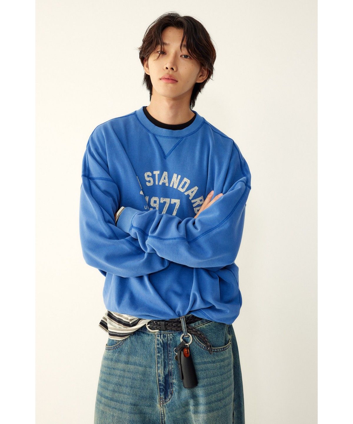 스튜디오 톰보이(STUDIO TOMBOY) [MEN] NEW STANDARD 프린트 맨투맨 _블루_9156422934