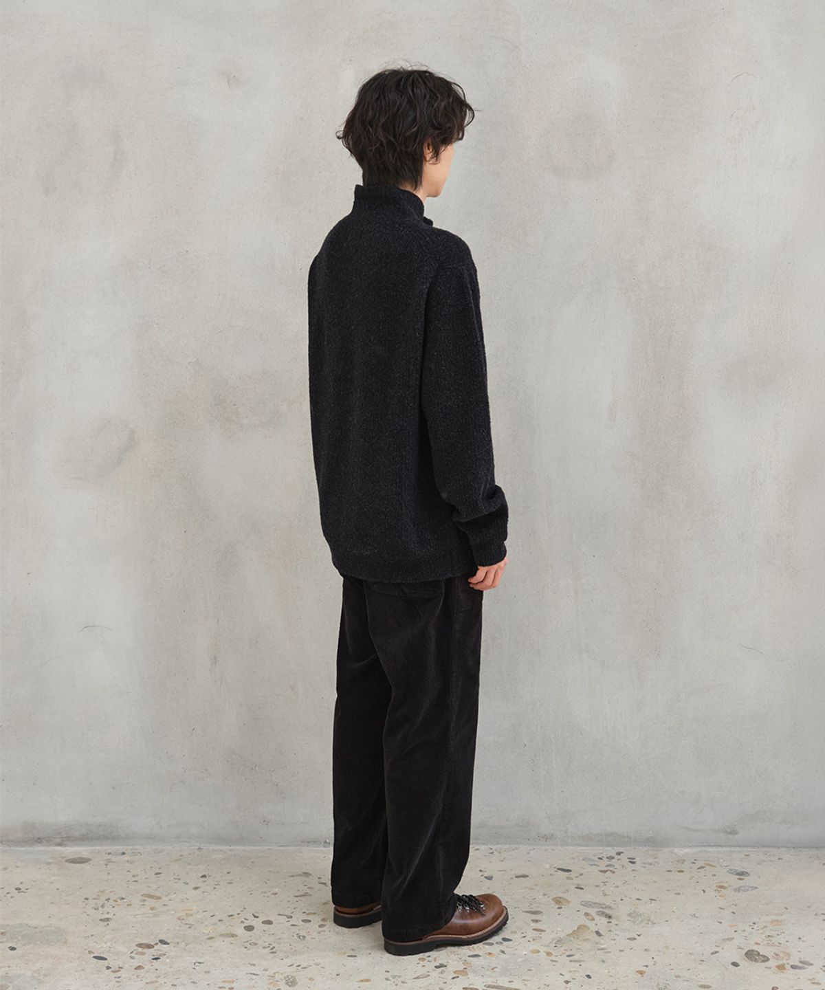 홀리선(HORLISUN) Phoebe High Neck Button Knit Dark Charcoal