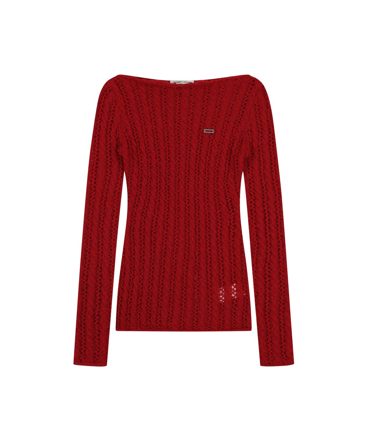 오디너리 홀리데이(ORDINARY HOLIDAY) NET HAIRY SLIM PULLOVER [RED]