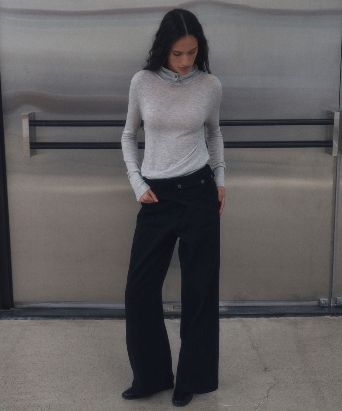 긴스키(GINSUKI) BELTED WAIST BAND PANTS (BLACK)