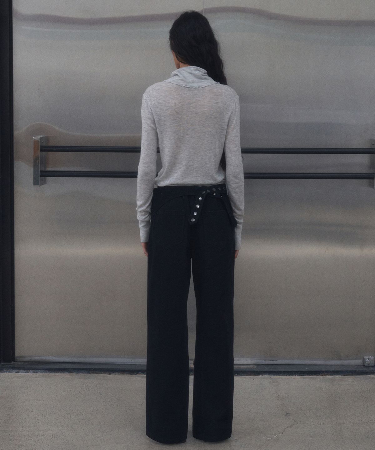 긴스키(GINSUKI) BELTED WAIST BAND PANTS (BLACK)