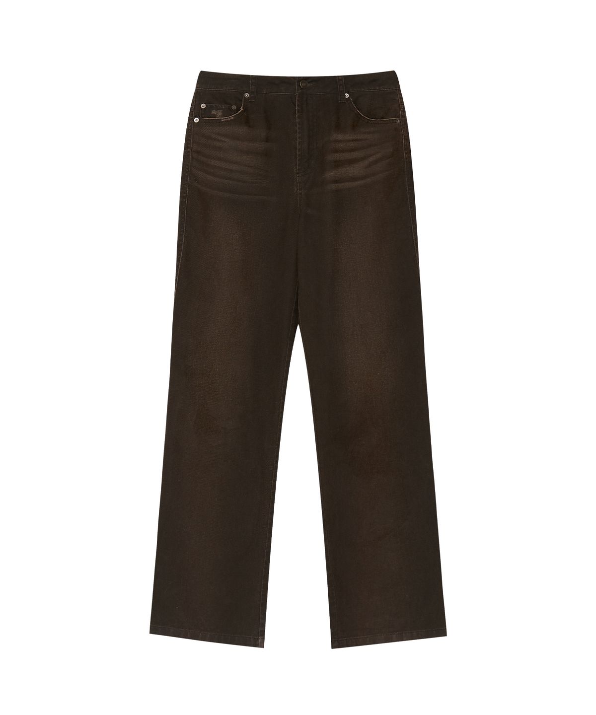 긴스키(GINSUKI) [긴스키 X 물바다]BACK STRAP VINTAGE DENIM PANTS (BROWN)