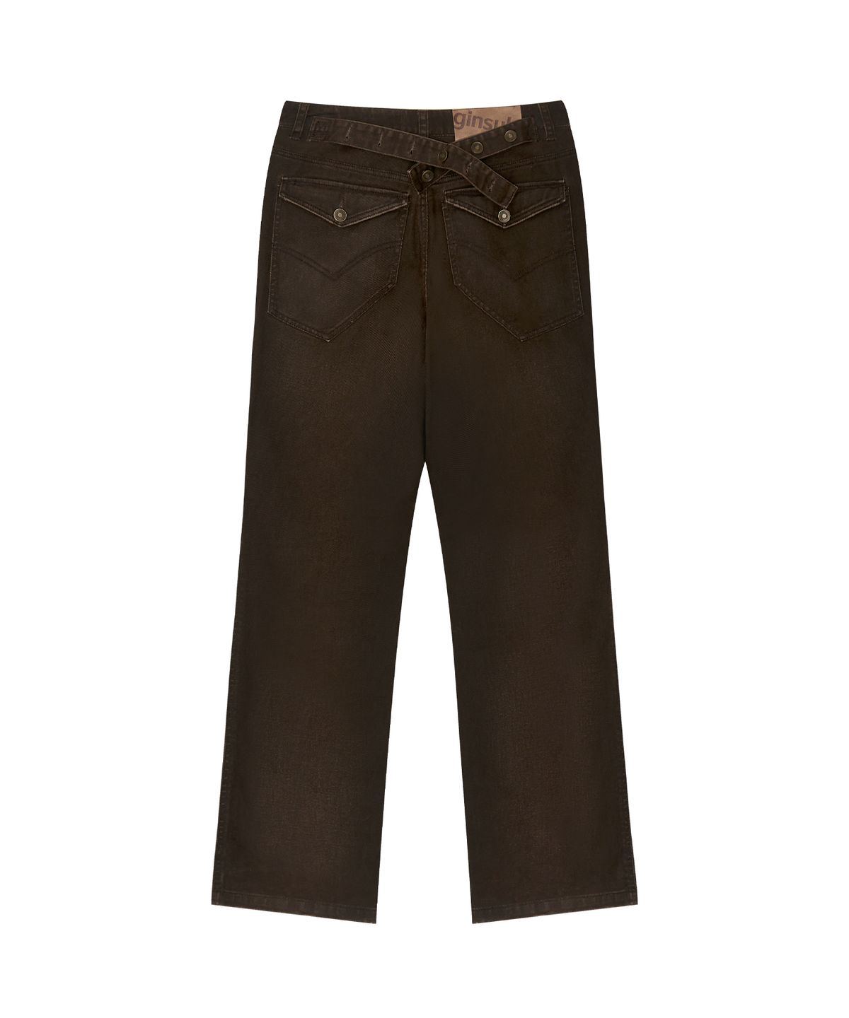 긴스키(GINSUKI) [긴스키 X 물바다]BACK STRAP VINTAGE DENIM PANTS (BROWN)