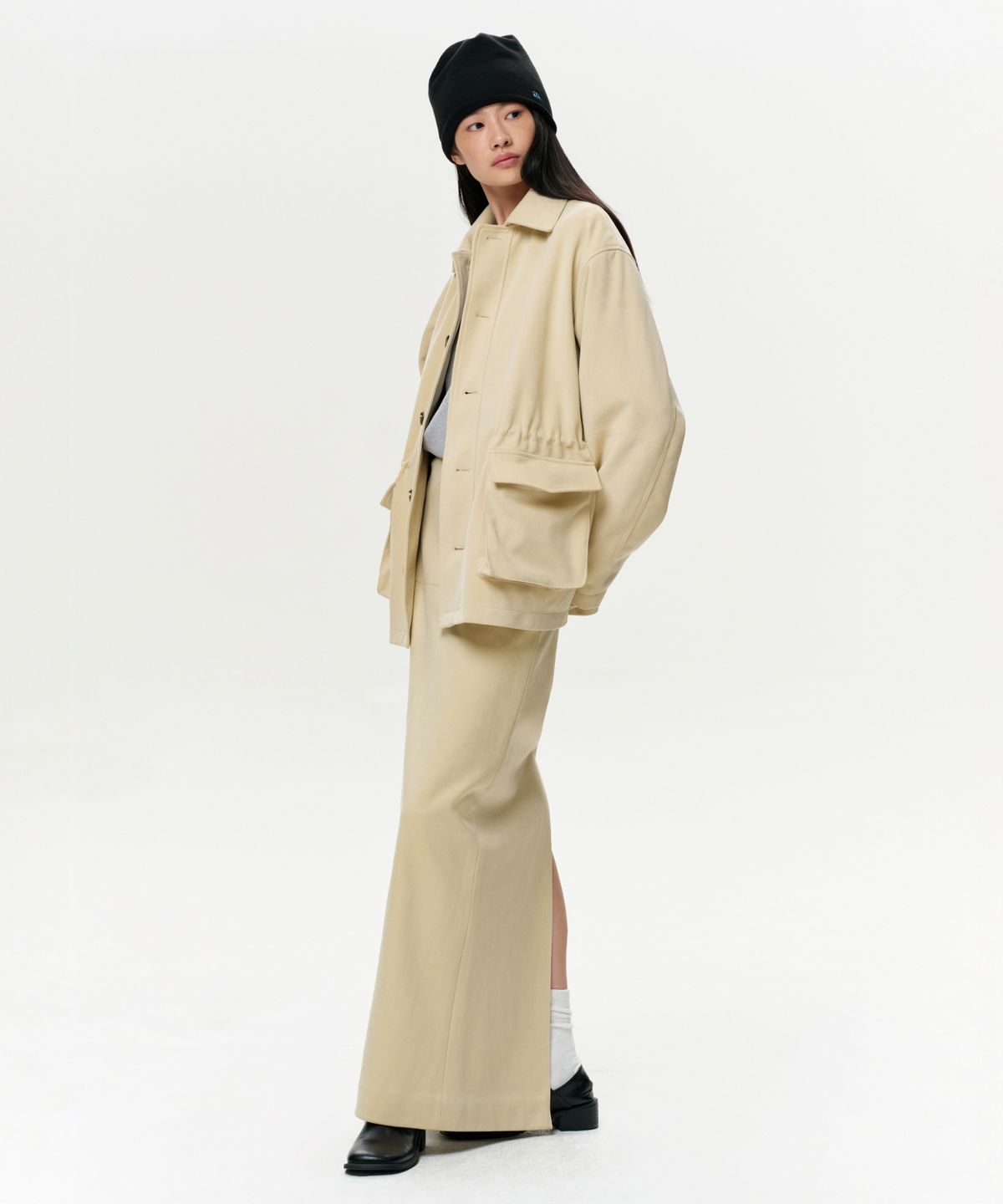 이알에이(ERA) WOMEN ERA FAUX SUEDE MAXI SKIRT - CREAM