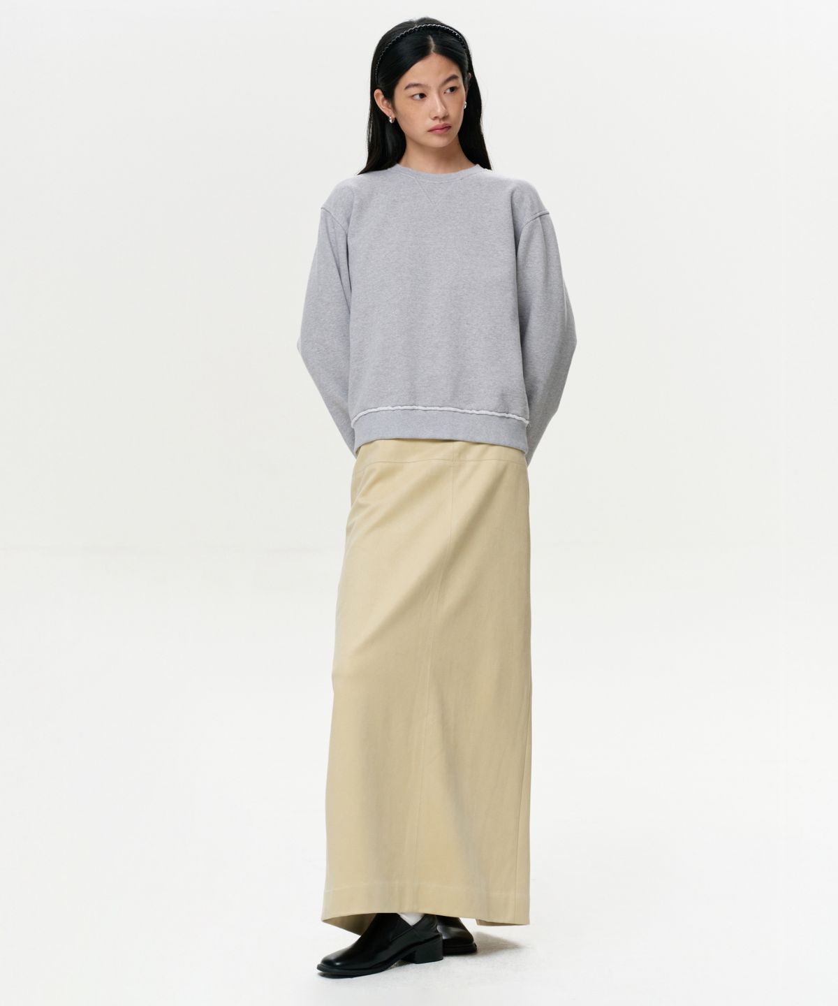이알에이(ERA) WOMEN ERA FAUX SUEDE MAXI SKIRT - CREAM