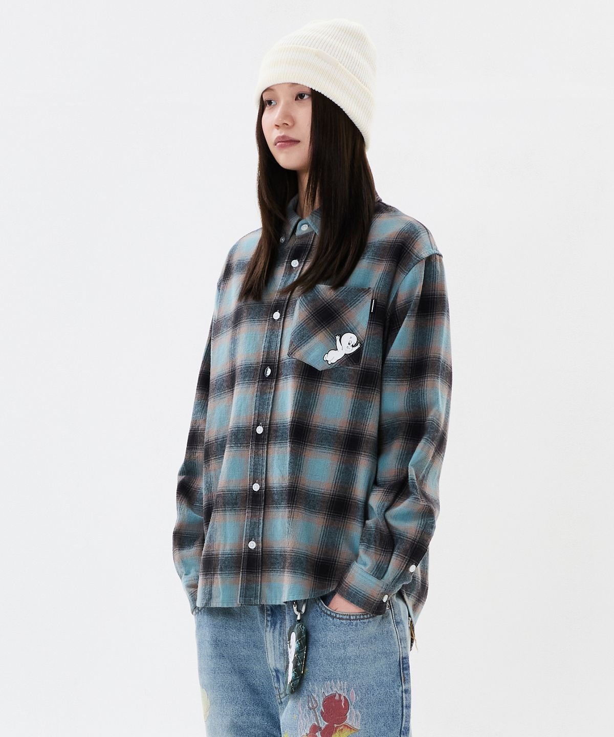 위캔더스(WKNDRS) WKNDRS x Krackerhouse STRIPED BEANIE (IVORY)