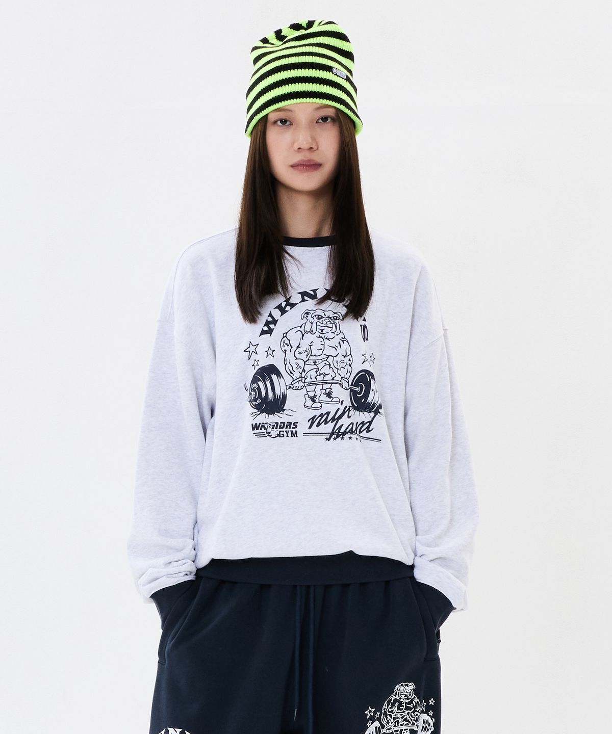 위캔더스(WKNDRS) WKNDRS x Krackerhouse STRIPED BEANIE (NEON)