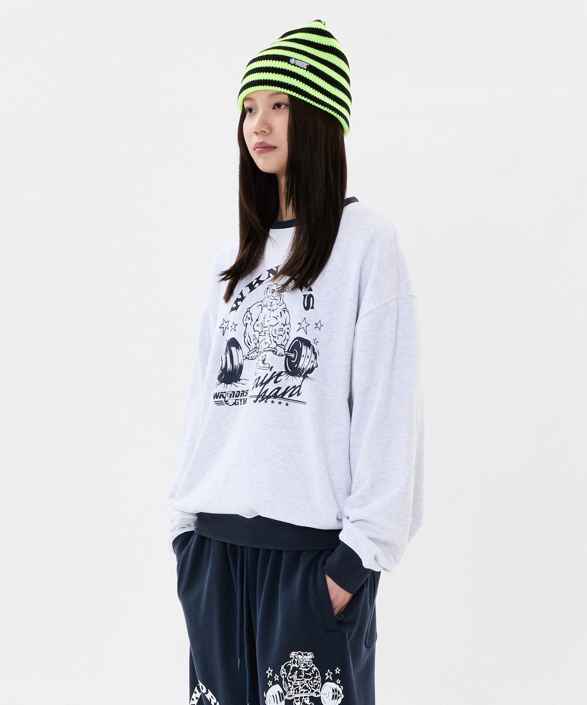 위캔더스(WKNDRS) WKNDRS x Krackerhouse STRIPED BEANIE (NEON)