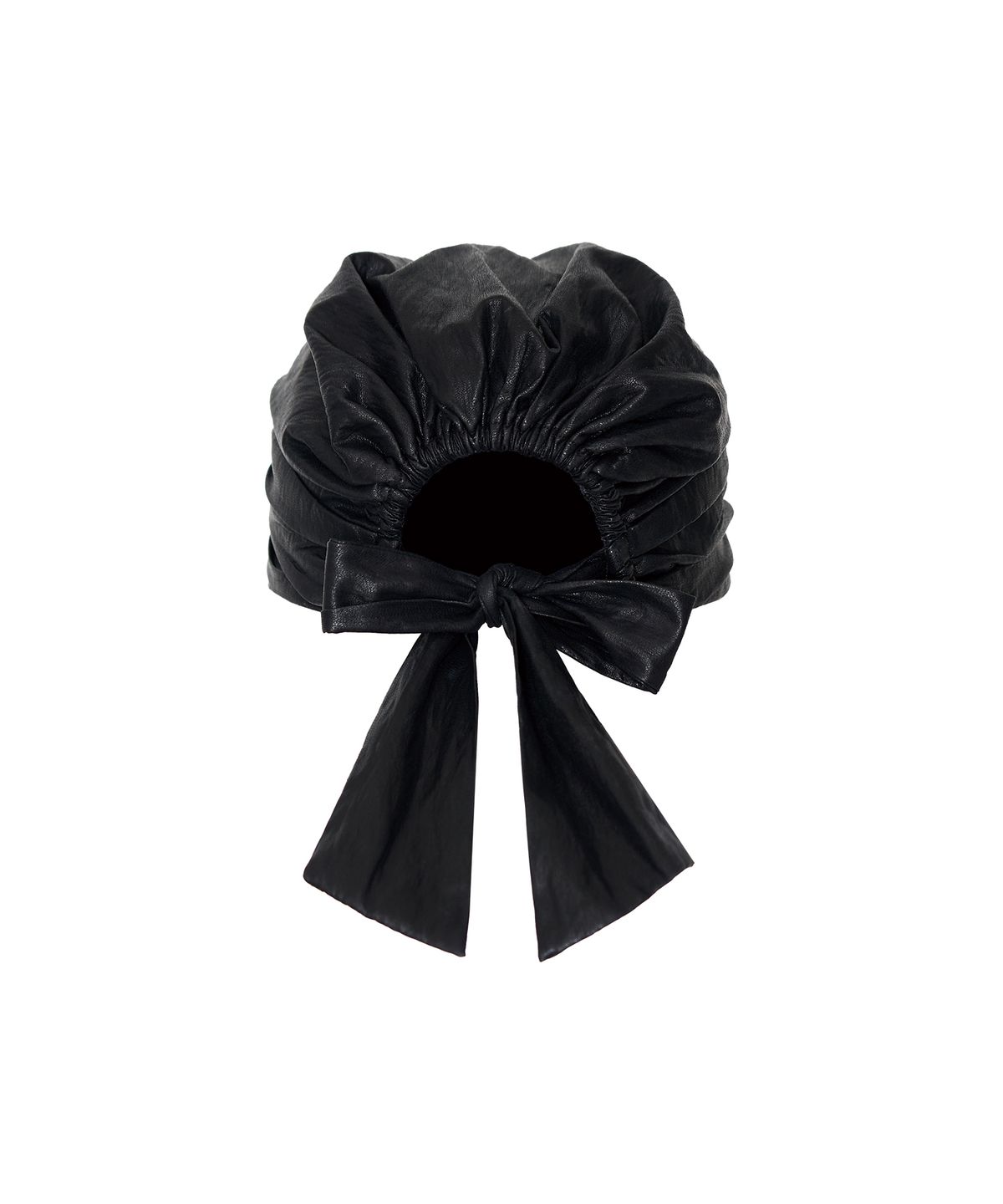 긴스키(GINSUKI) LEATHER SHIRRING TIE CAP (BLACK)
