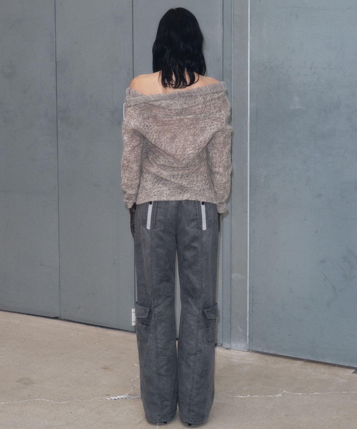 긴스키(GINSUKI) 2-WAY FOLD NECK SHIRT (BEIGE)
