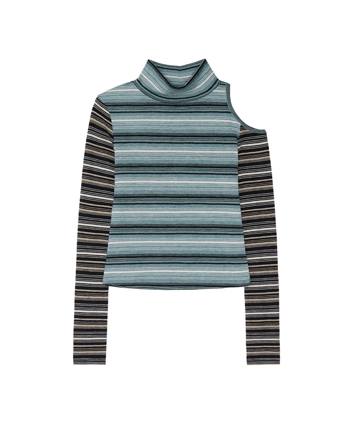 긴스키(GINSUKI) STRIPE CUTOUT TURTLENECK (BLUE)