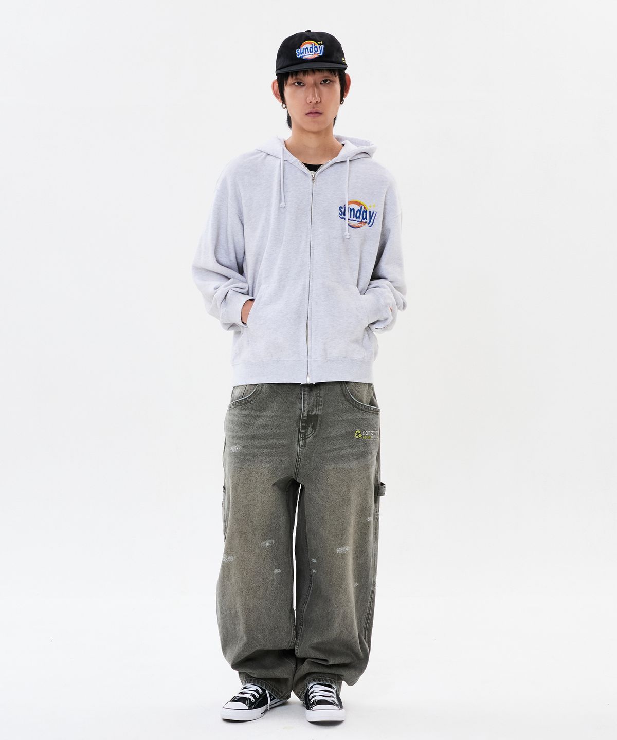 위캔더스(WKNDRS) WKNDRS x Krackerhouse CLEAN SERVICE DENIM PANTS (KHAKI)