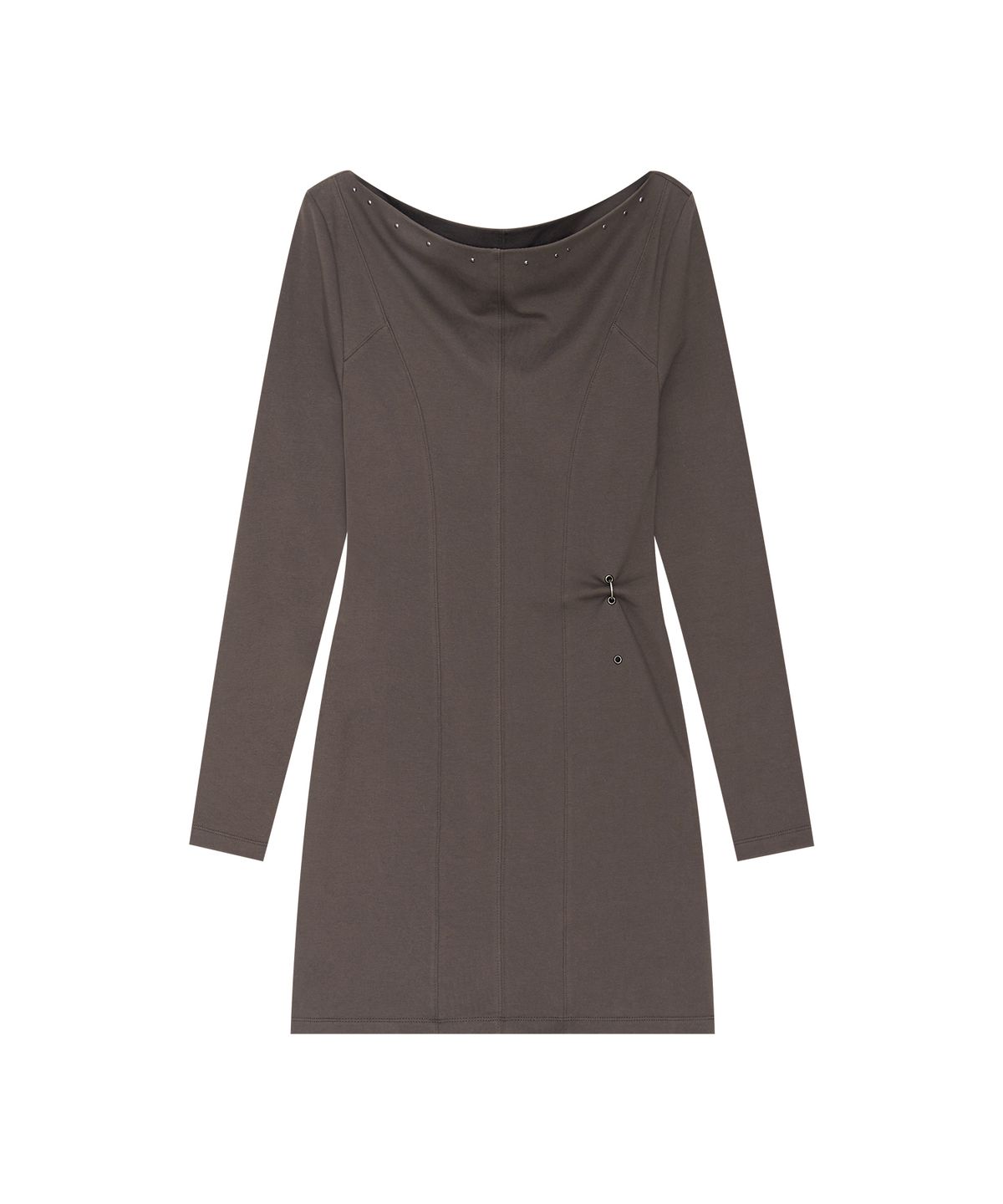 긴스키(GINSUKI) [긴스키 X 물바다]OFF-SHOULDER STUDDED MINI DRESS (CHARCOAL)