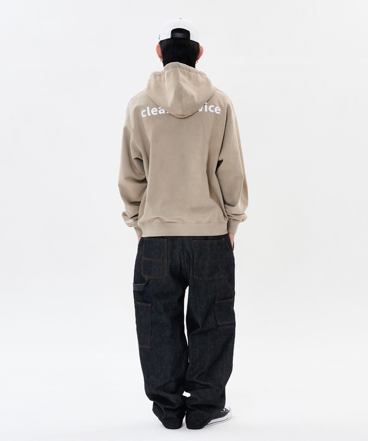 위캔더스(WKNDRS) WKNDRS x Krackerhouse CLEAN SERVICE ZIP-UP HOODIE (KHAKI)