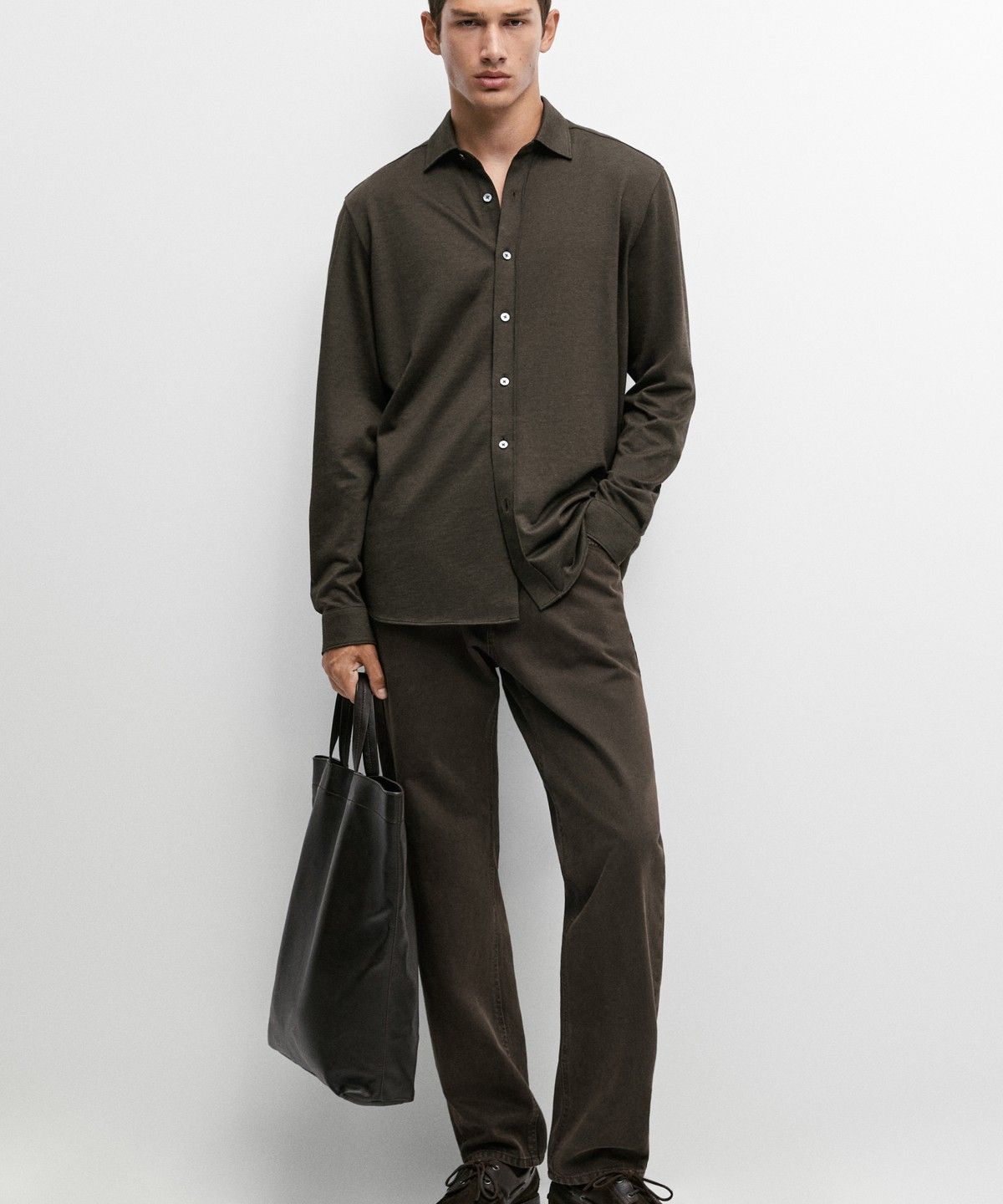 마시모두띠(MASSIMO DUTTI) 코튼 스트레치 슬림 핏 셔츠
