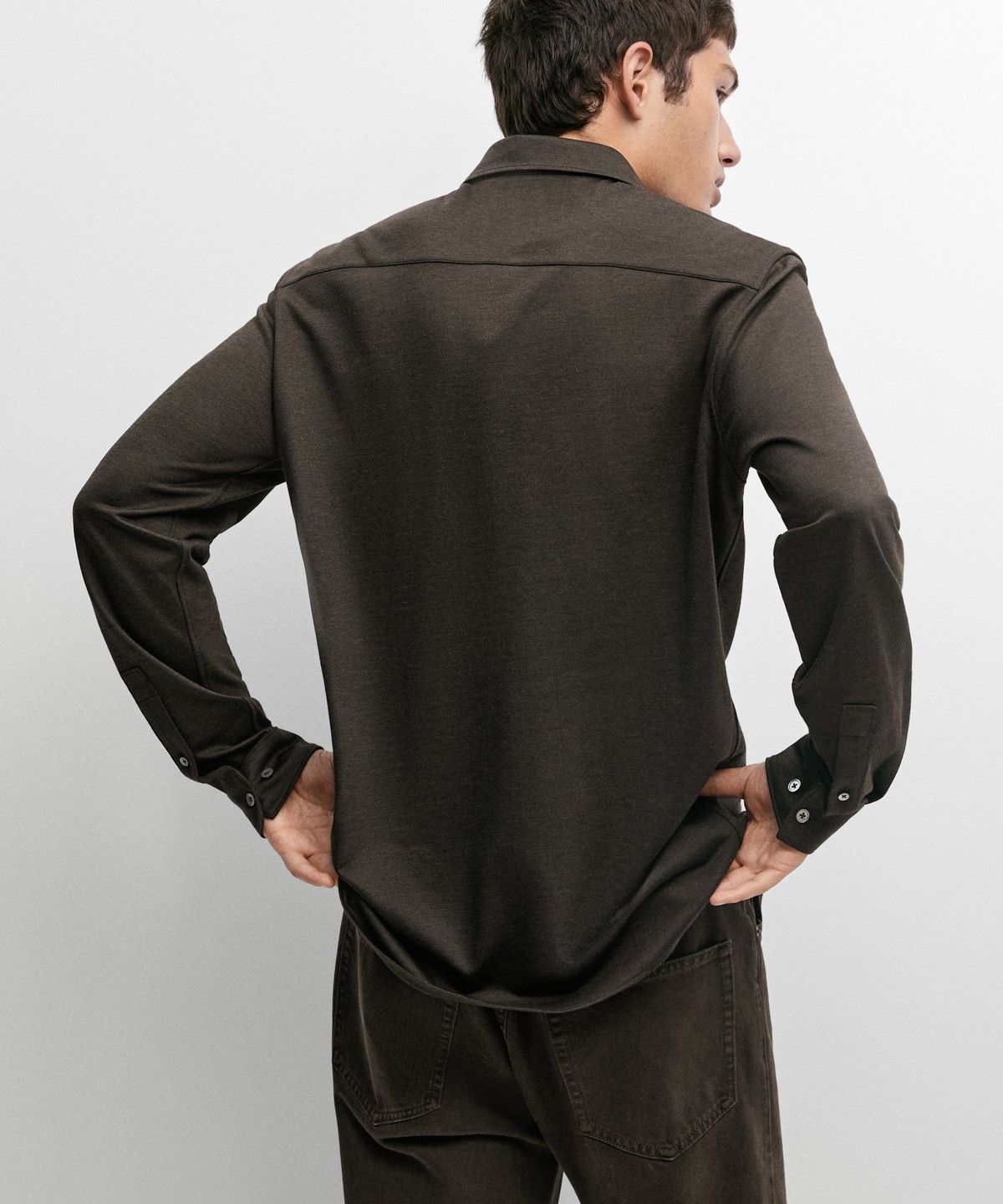 마시모두띠(MASSIMO DUTTI) 코튼 스트레치 슬림 핏 셔츠