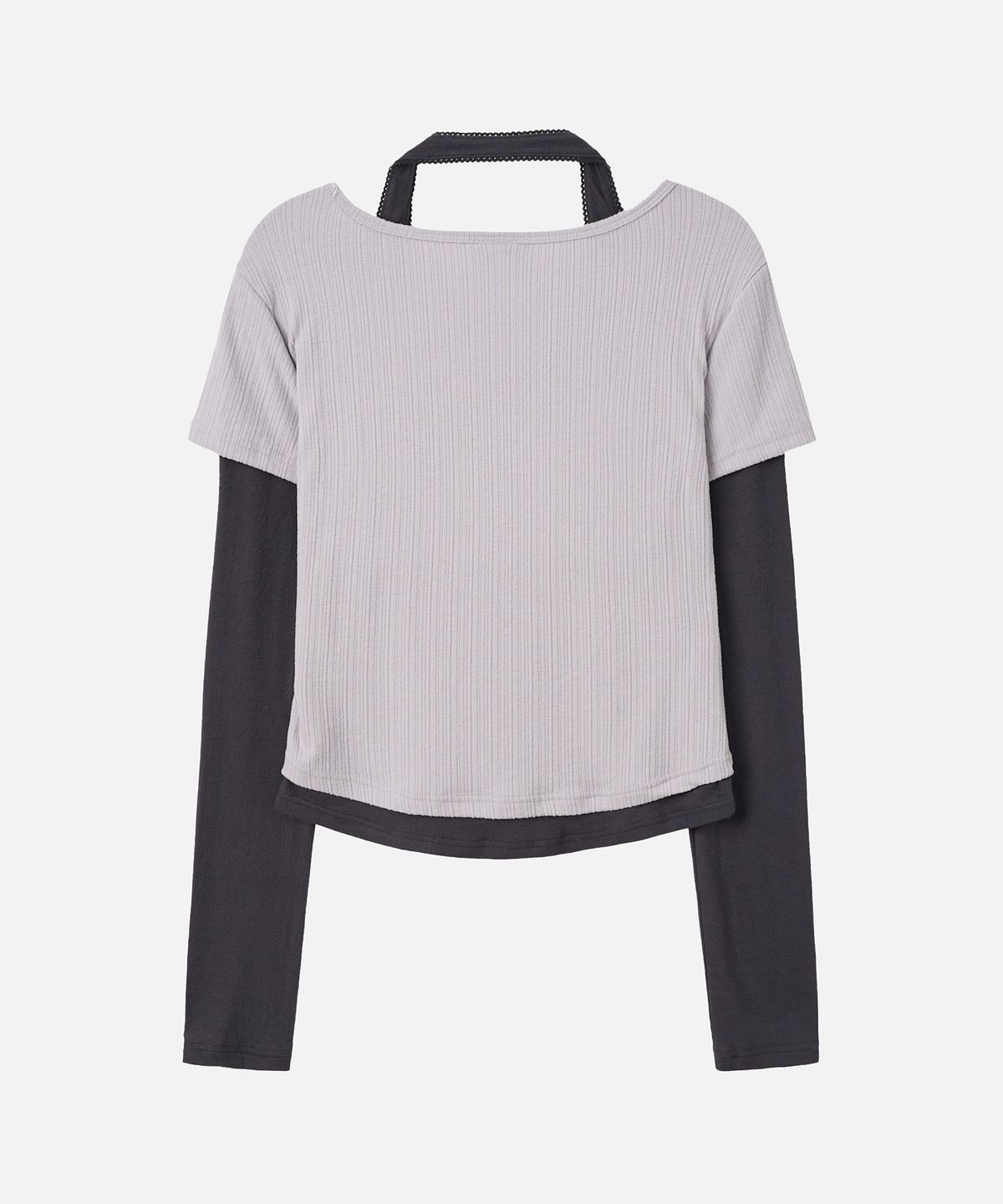 에르에르(ERER) Halter Neck Layered Long Sleeve Gray