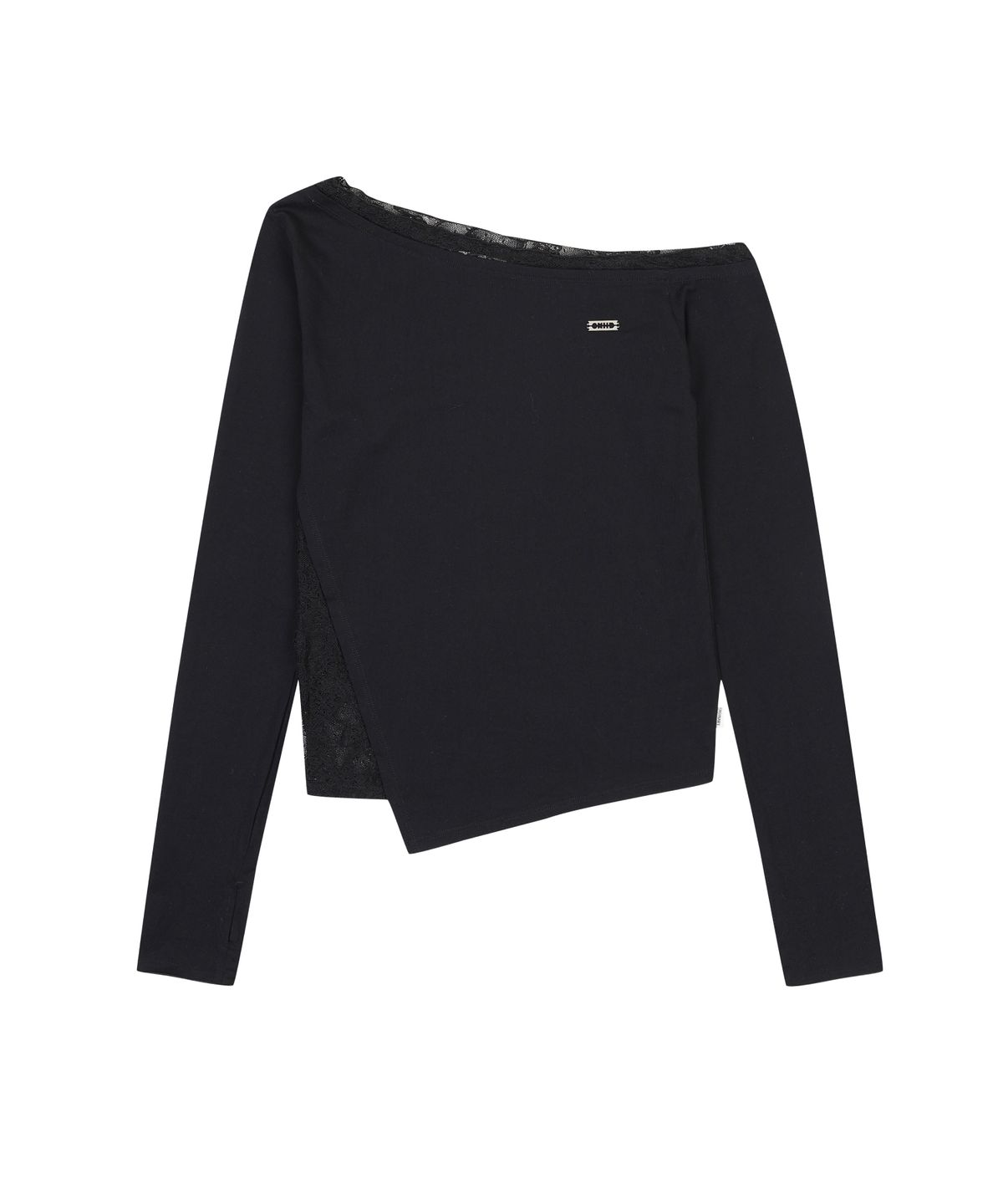 오디너리 홀리데이(ORDINARY HOLIDAY) LACE LAYERED LONG SLEEVE T-SHIRT [BLACK]
