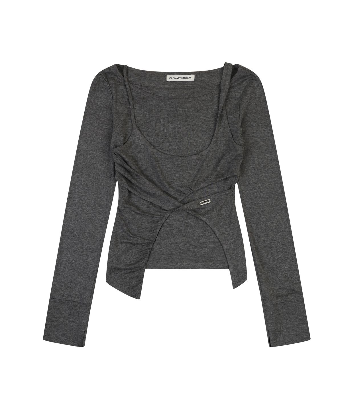 오디너리 홀리데이(ORDINARY HOLIDAY) LAYERED JERSEY T-SHIRT [MELANGE GRAY]
