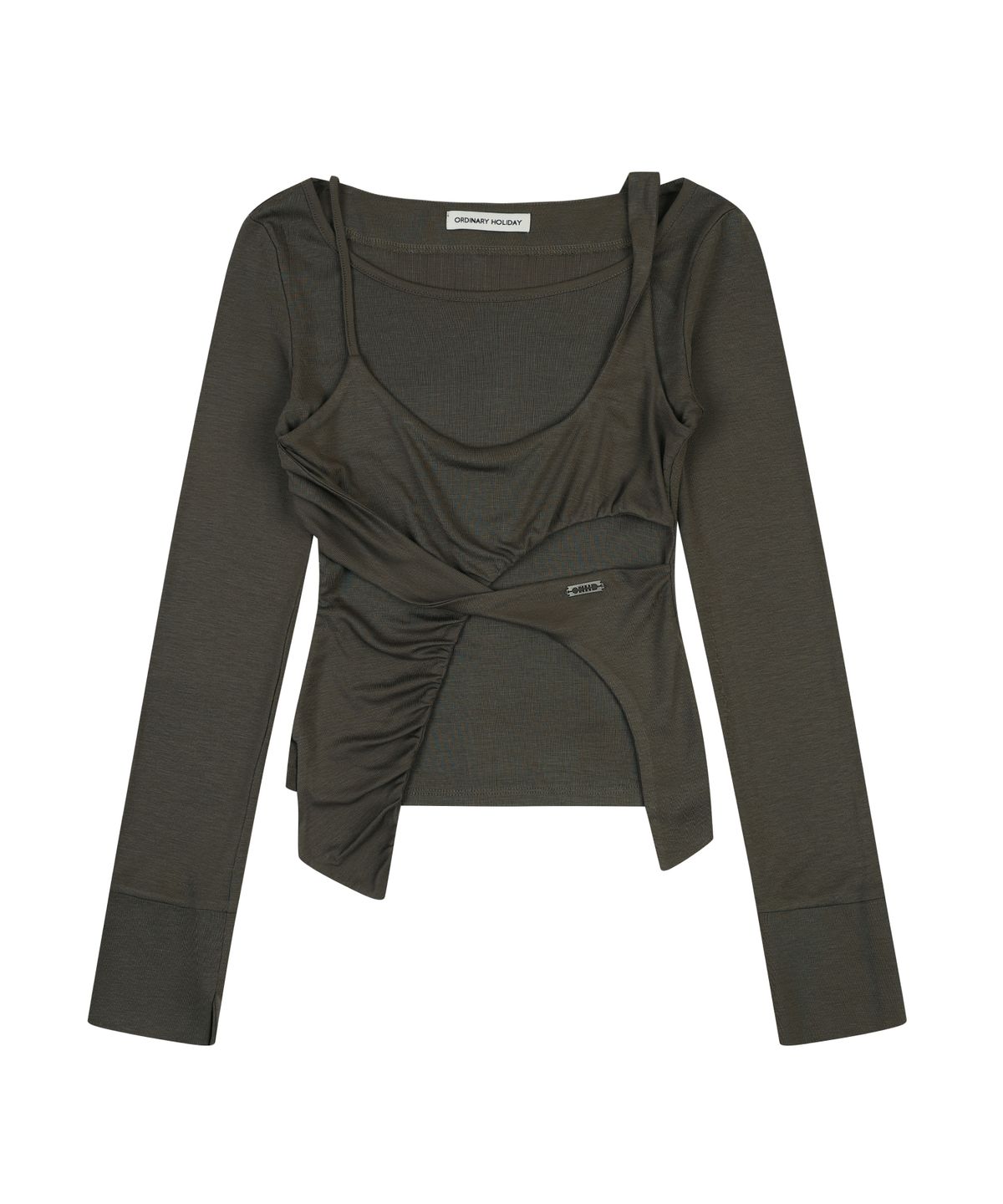 오디너리 홀리데이(ORDINARY HOLIDAY) LAYERED JERSEY T-SHIRT [KHAKI]