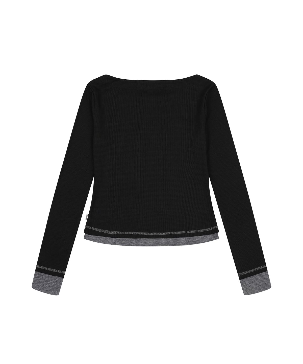 오디너리 홀리데이(ORDINARY HOLIDAY) WAFFLE BUTTON-UP SLIM TOP [BLACK]