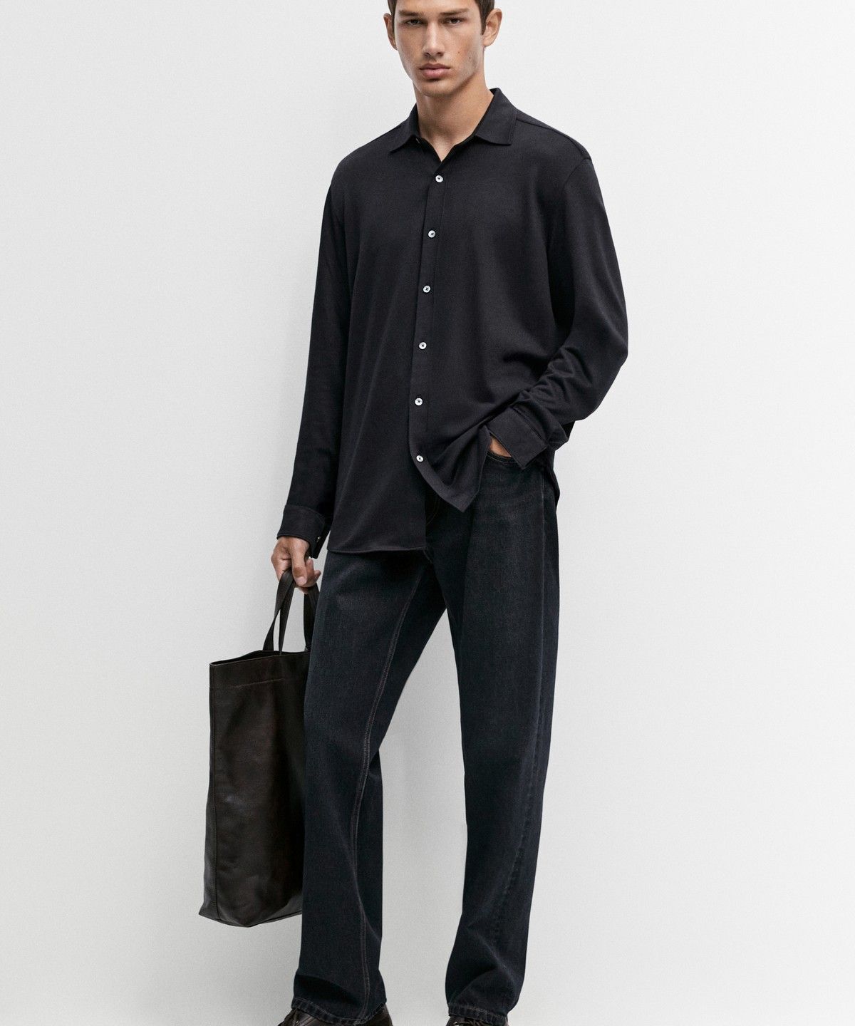 마시모두띠(MASSIMO DUTTI) 코튼 스트레치 슬림 핏 셔츠