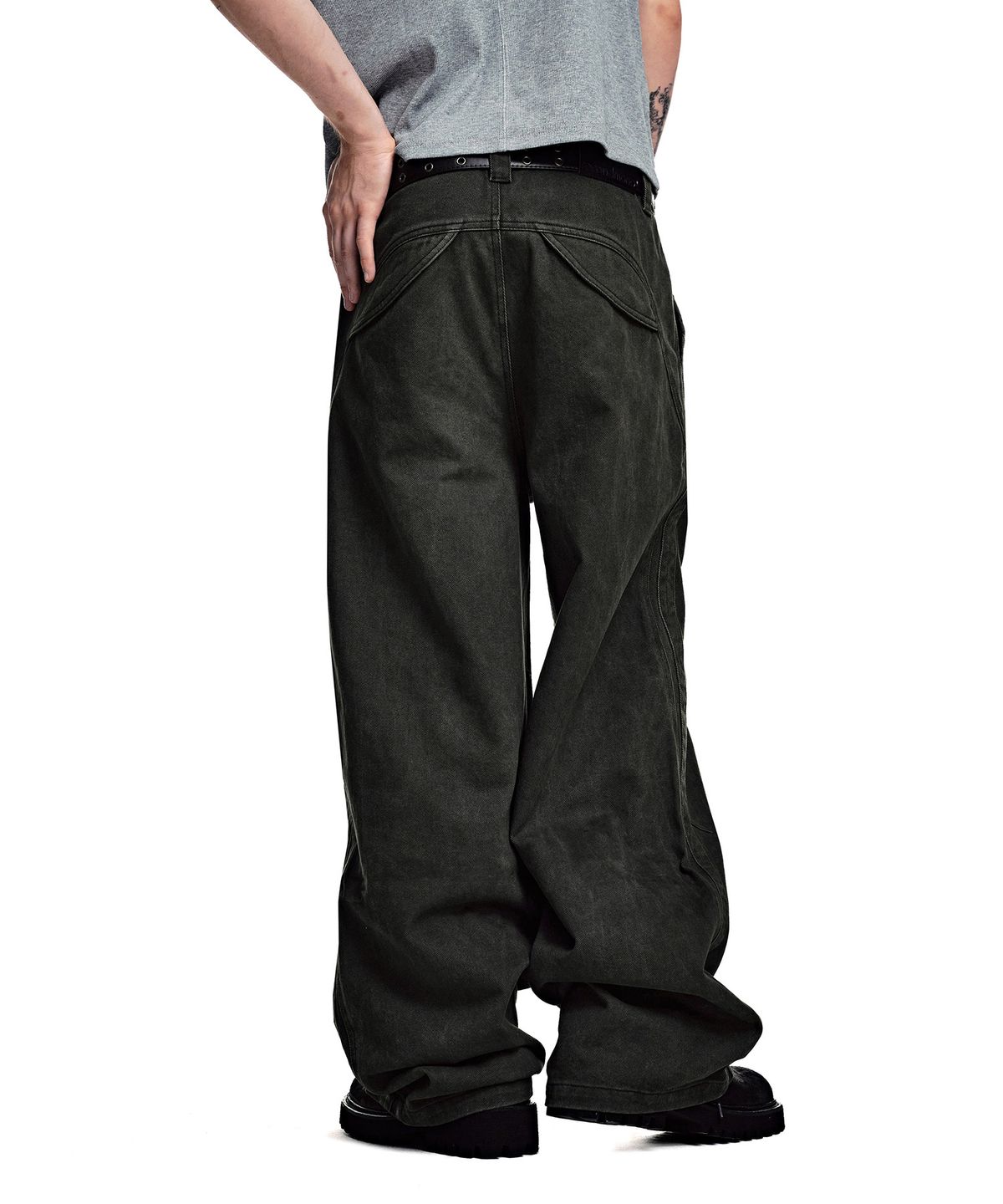 세컨모놀로그(SECONDMONO) [옷미새 미홀 콜라보]Washed Panel Wide Pants [KHAKI]_SEPT091KHAKI