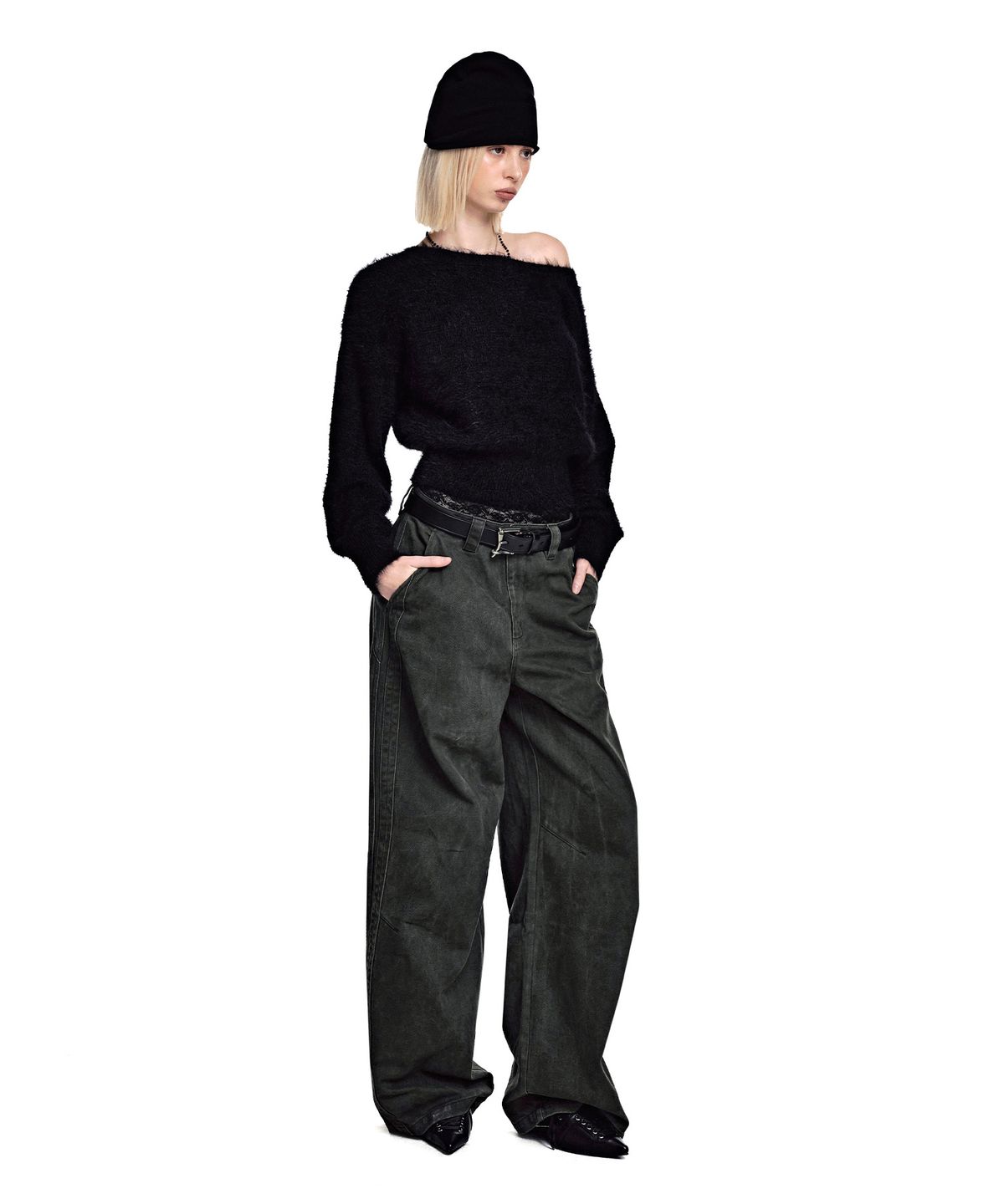 세컨모놀로그(SECONDMONO) [옷미새 미홀 콜라보]Washed Panel Wide Pants [KHAKI]_SEPT091KHAKI