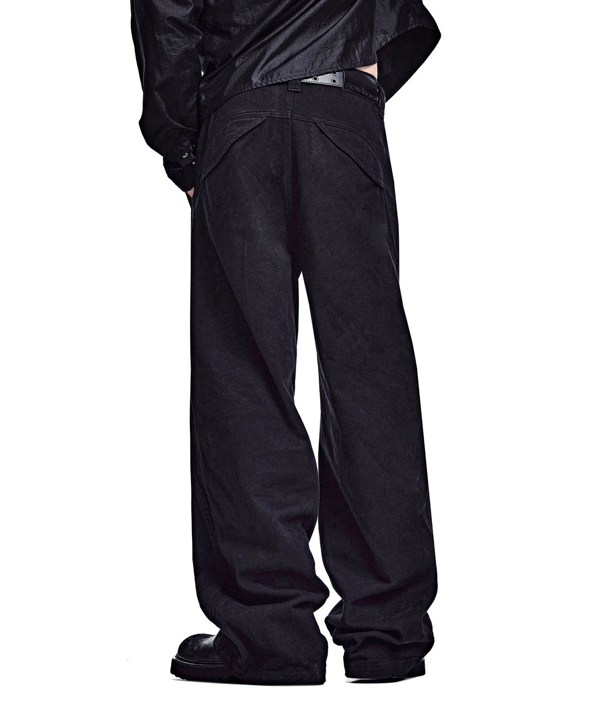 세컨모놀로그(SECONDMONO) [옷미새 미홀 콜라보]Washed Panel Wide Pants [BLACK]_SEPT091BLACK