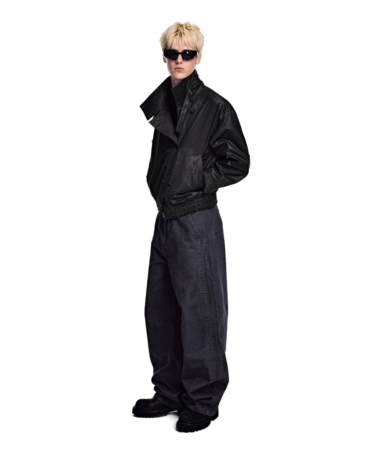 세컨모놀로그(SECONDMONO) [옷미새 미홀 콜라보]Washed Panel Wide Pants [CHARCOAL]_SEPT091CHARCOAL